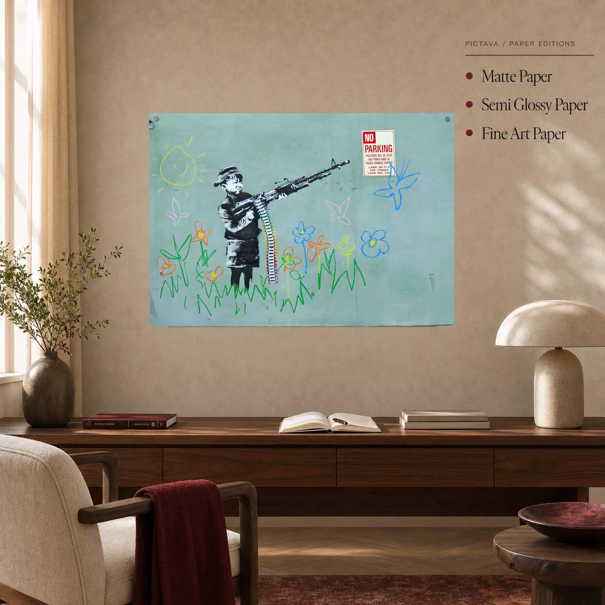 Child Soldier with Crayon Belt Street Art Canvas, view 5