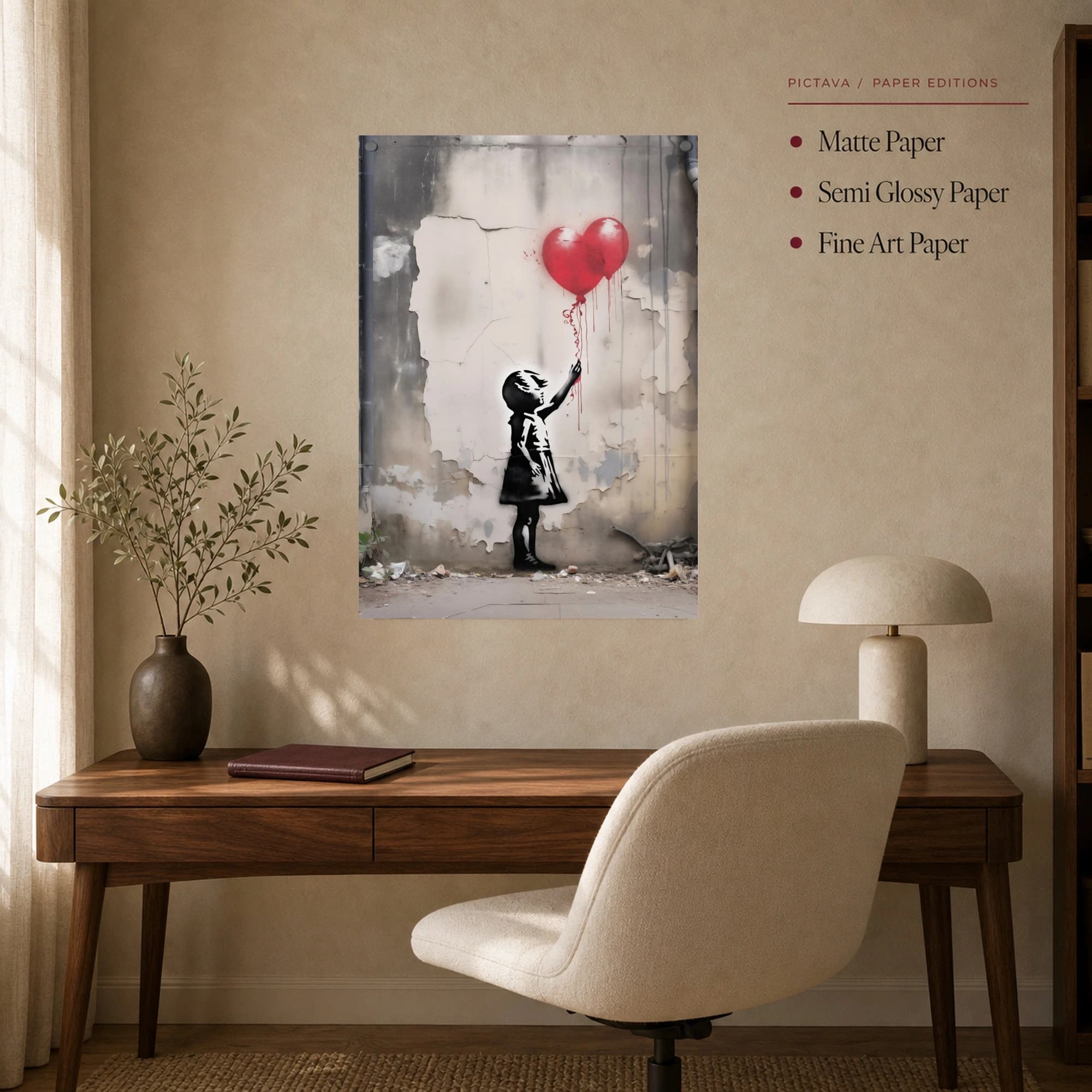 Girl with Red Balloon Urban Street Art Canvas Print, view 7