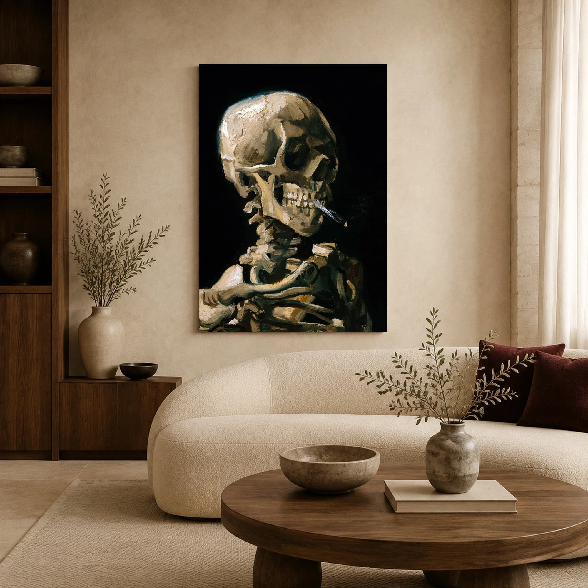 Skull with a Burning Cigarette Van Gogh Fine Art Print, view 5