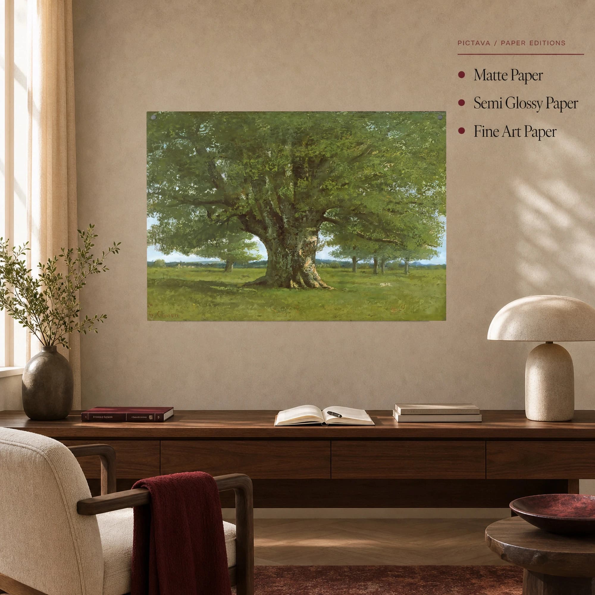 Courbet The Chene de Flagey Tree Canvas Print, view 4