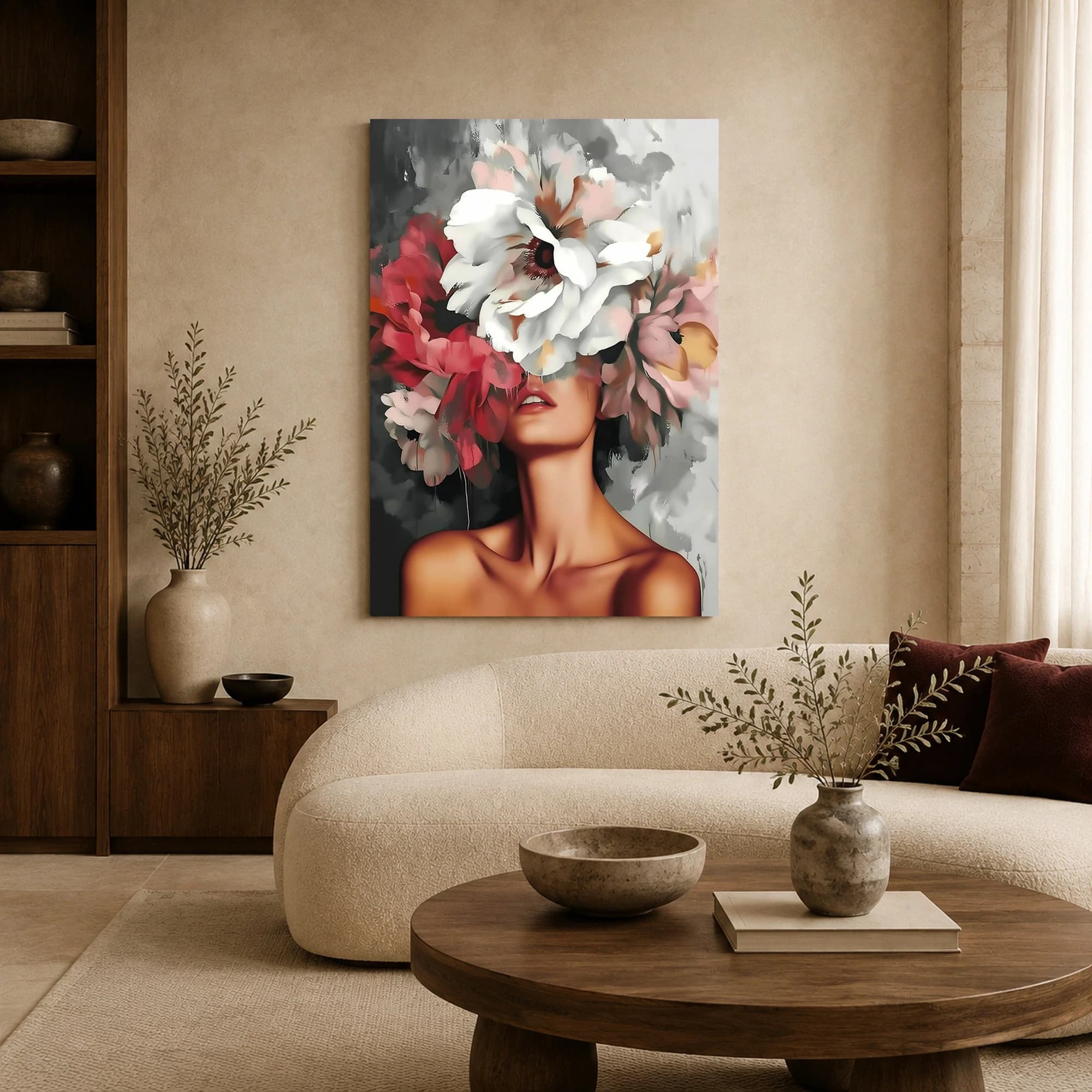 Floral Crown Portrait Surreal Canvas Print, view 6