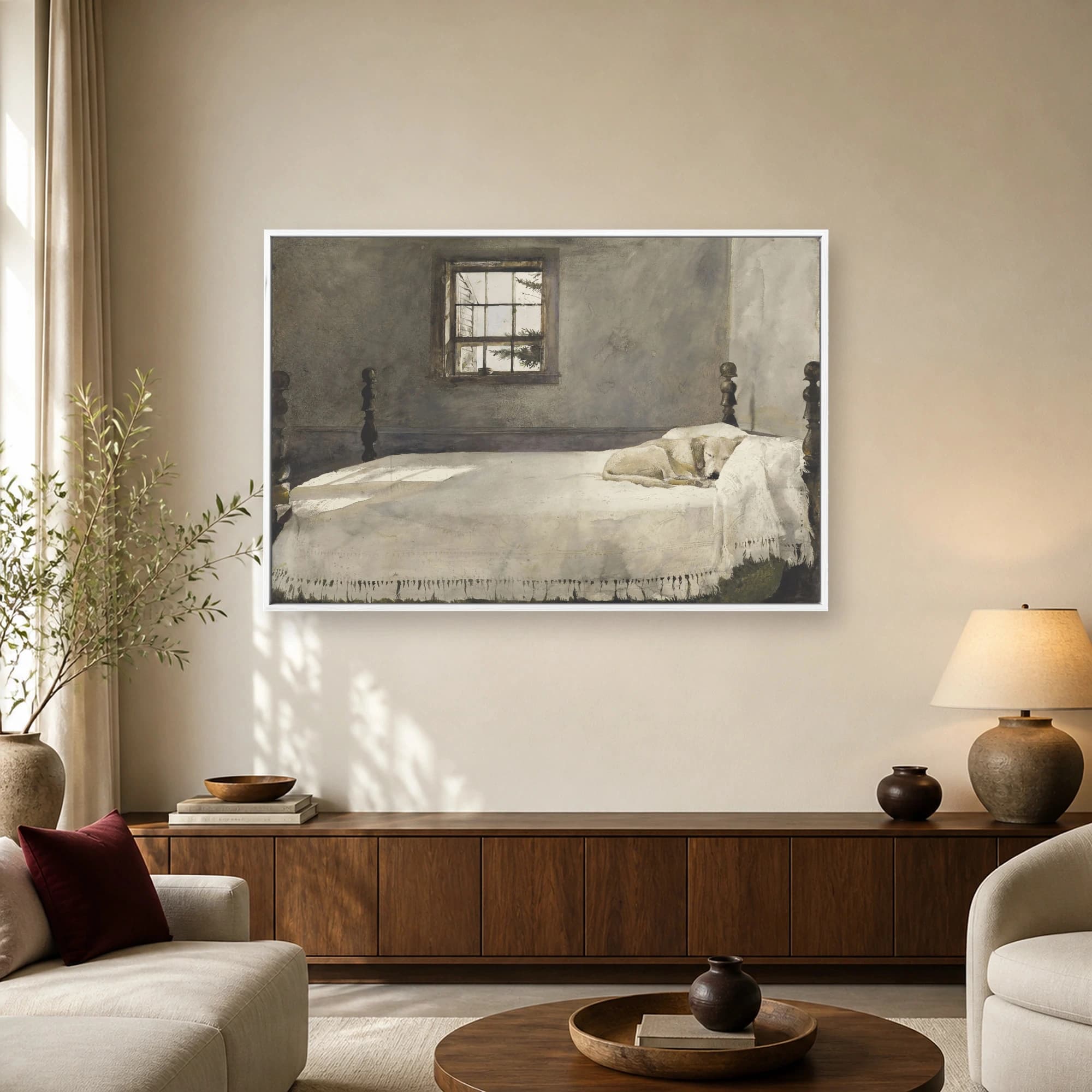 A Good Dog Sleeping in Morning Light Fine Art Print, view 2