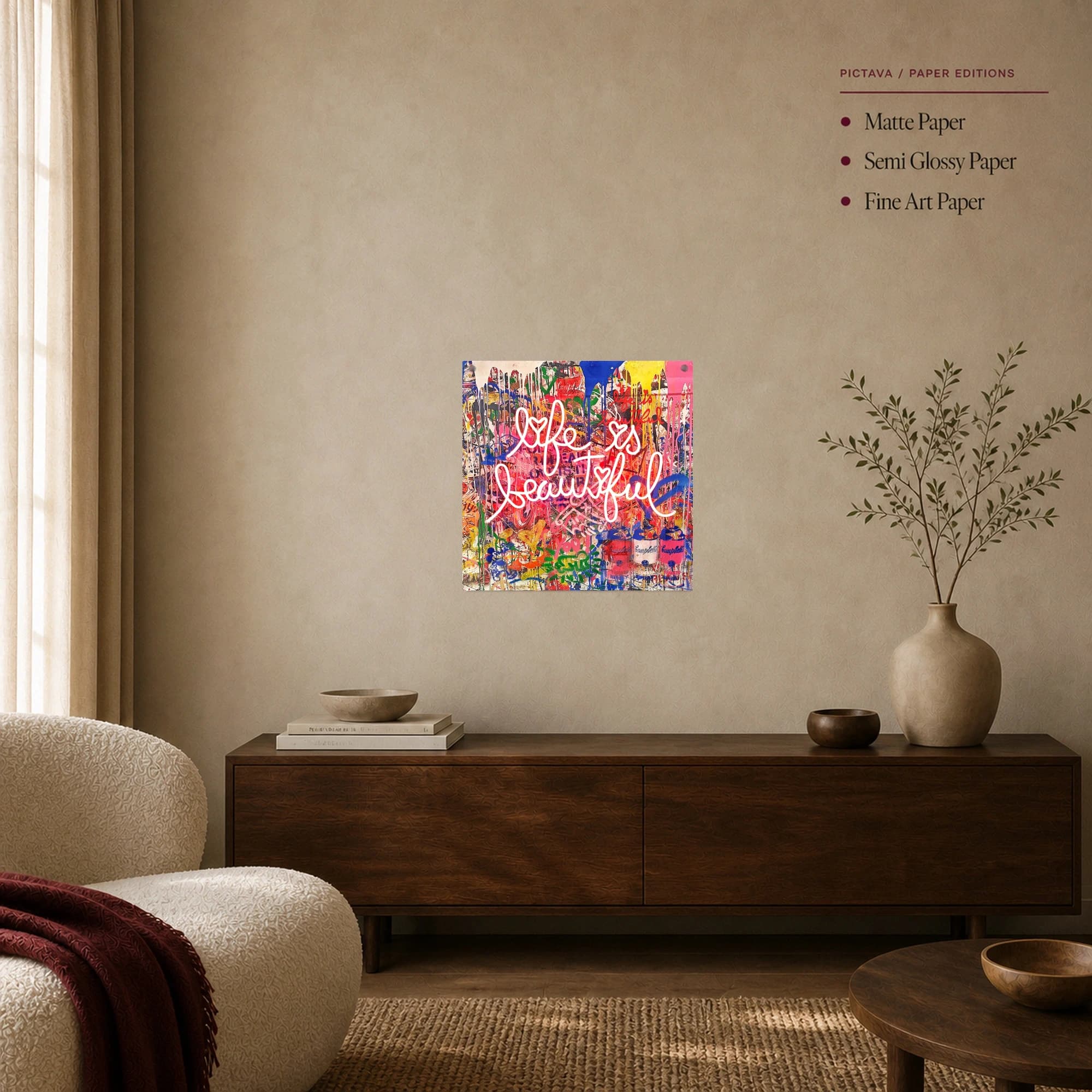 Life is Beautiful Graffiti Pop Art Canvas, view 8