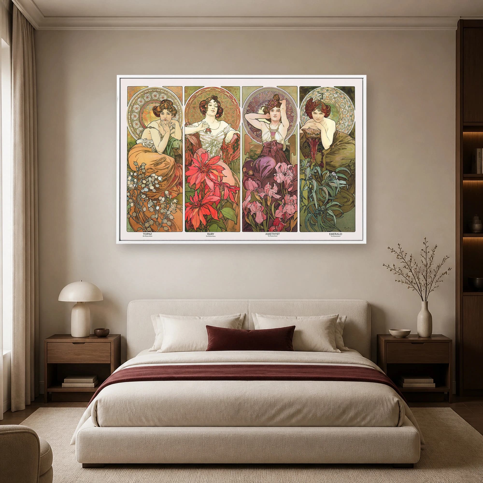 Alphonse Mucha The Precious Stones Four Panel Art Print, view 5