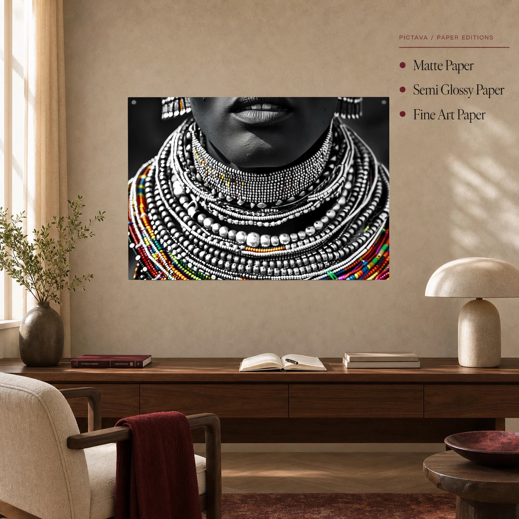 Beaded Heritage Elegance Fine Art Portrait Print, view 5