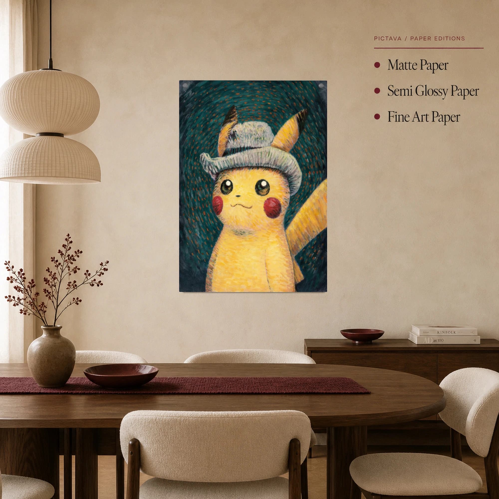 Van Gogh Style Pikachu Portrait Canvas Art, view 3