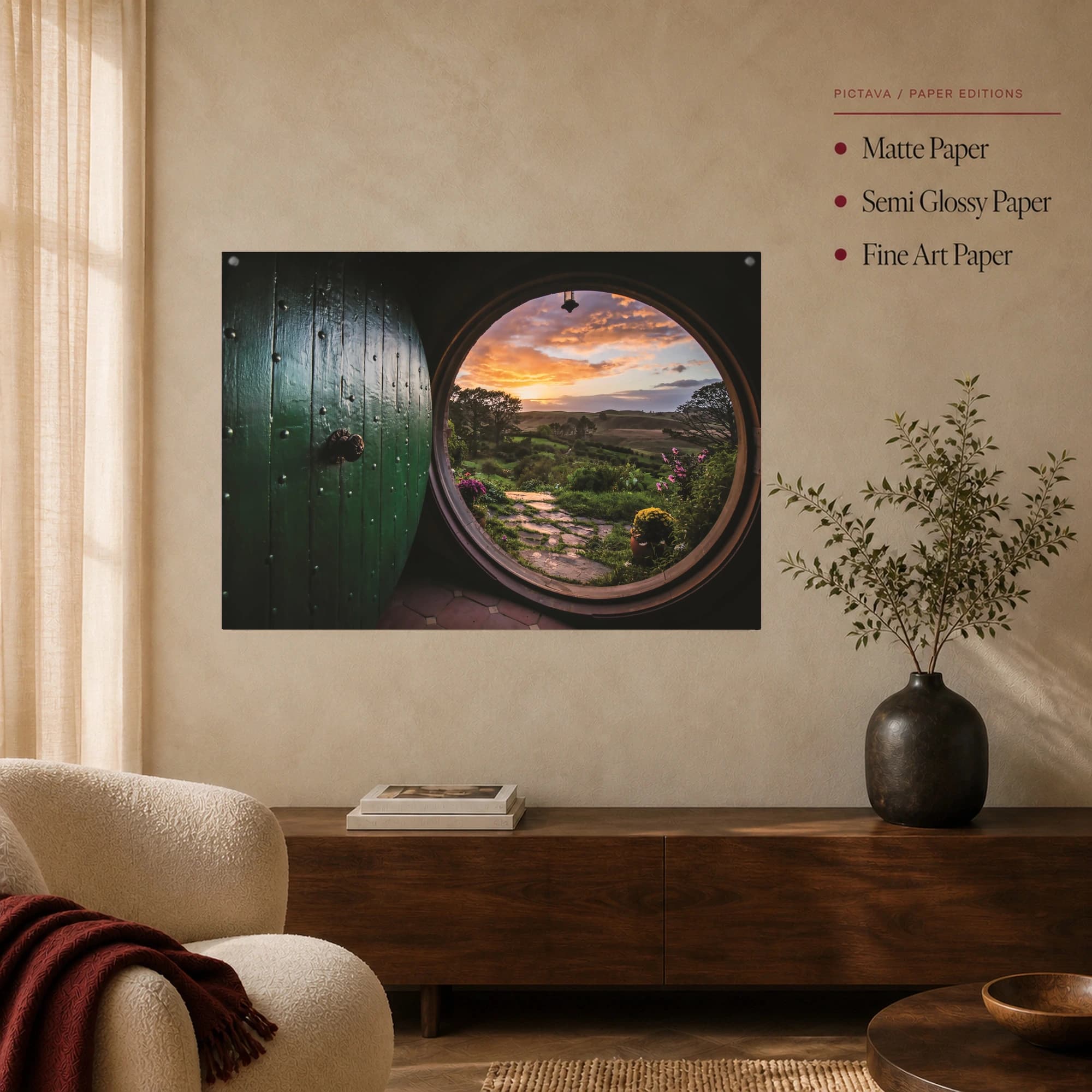 Hobbit Hole Sunset Landscape Canvas Print, view 4