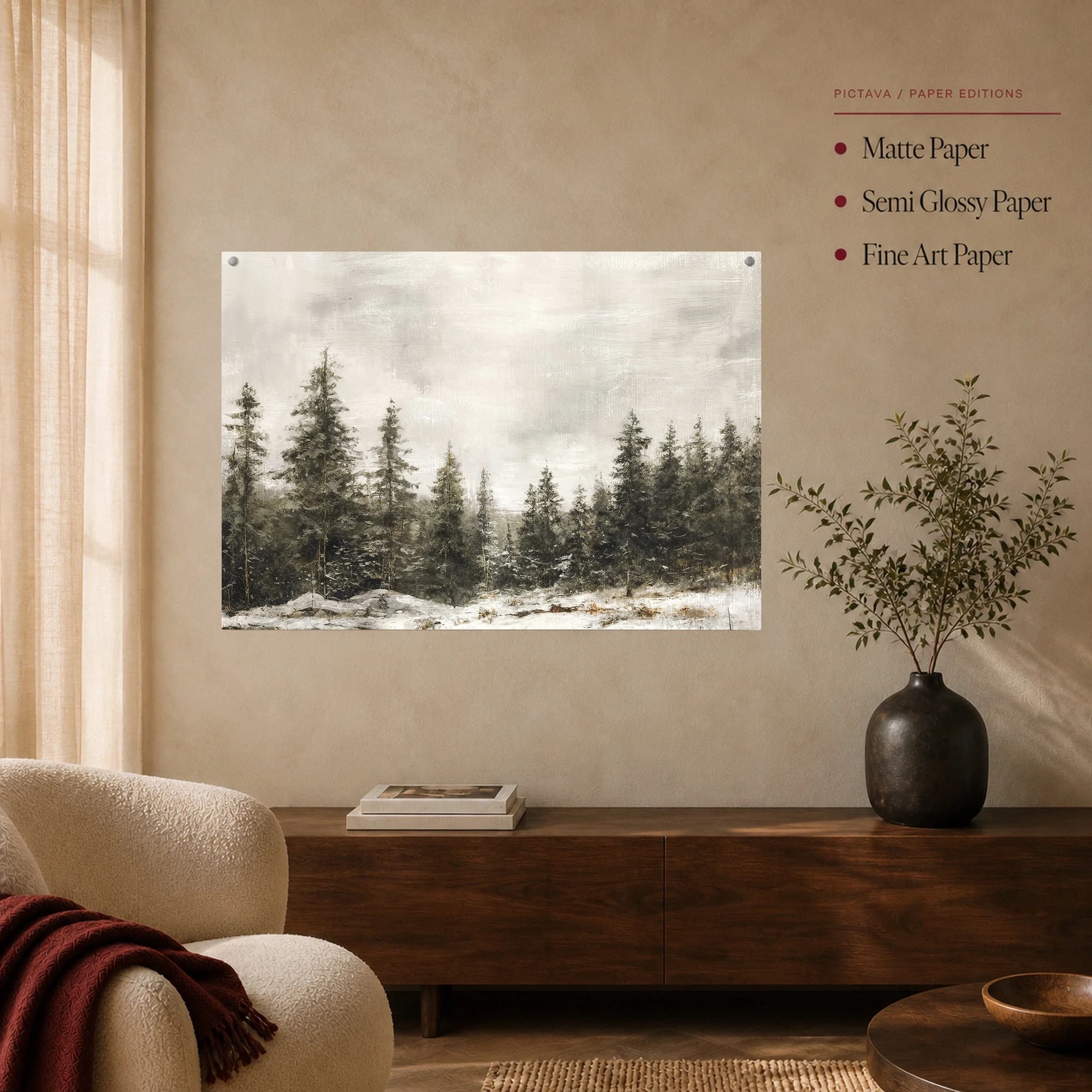 Winter Pine Forest Landscape Canvas Print, view 5