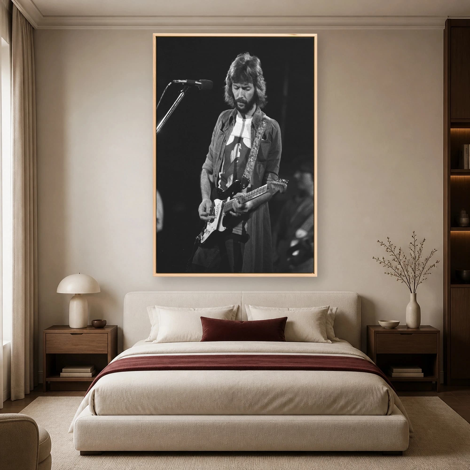 Eric Clapton Live Performance Vintage Black and White Wall Art, view 5