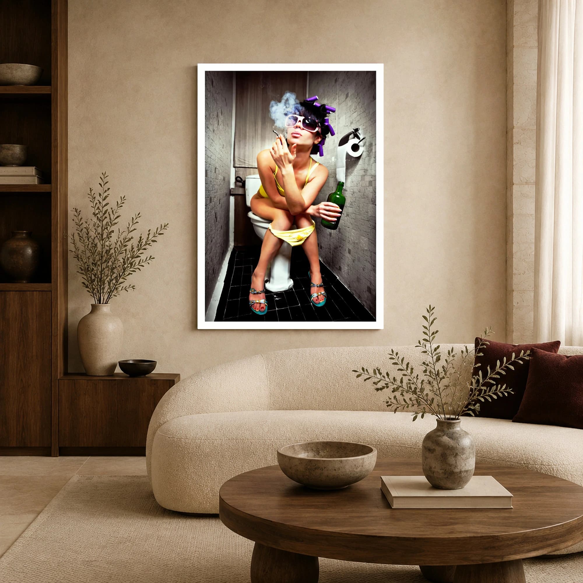 Funny Bathroom Wall Art Glamorous Woman on Toilet Print, view 6