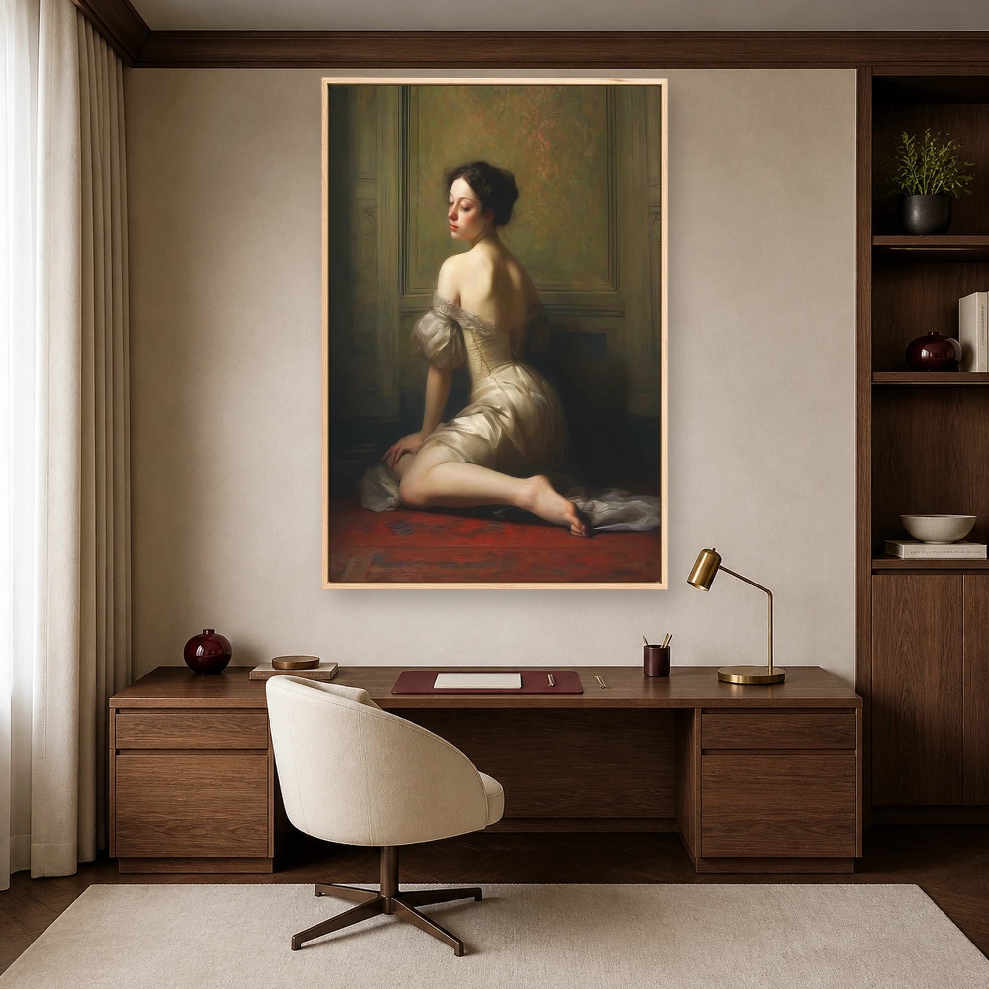 Elegance in Repose Neoclassical Portrait Canvas Print, view 6