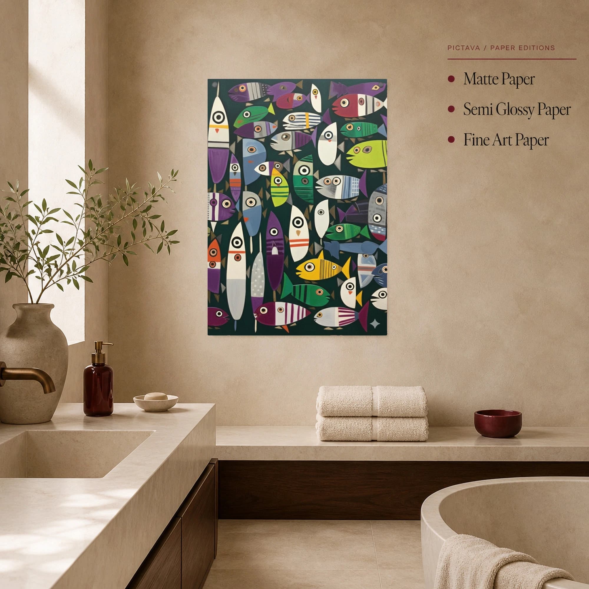 School of Abstract Fish Modern Whimsical Wall Art, view 3