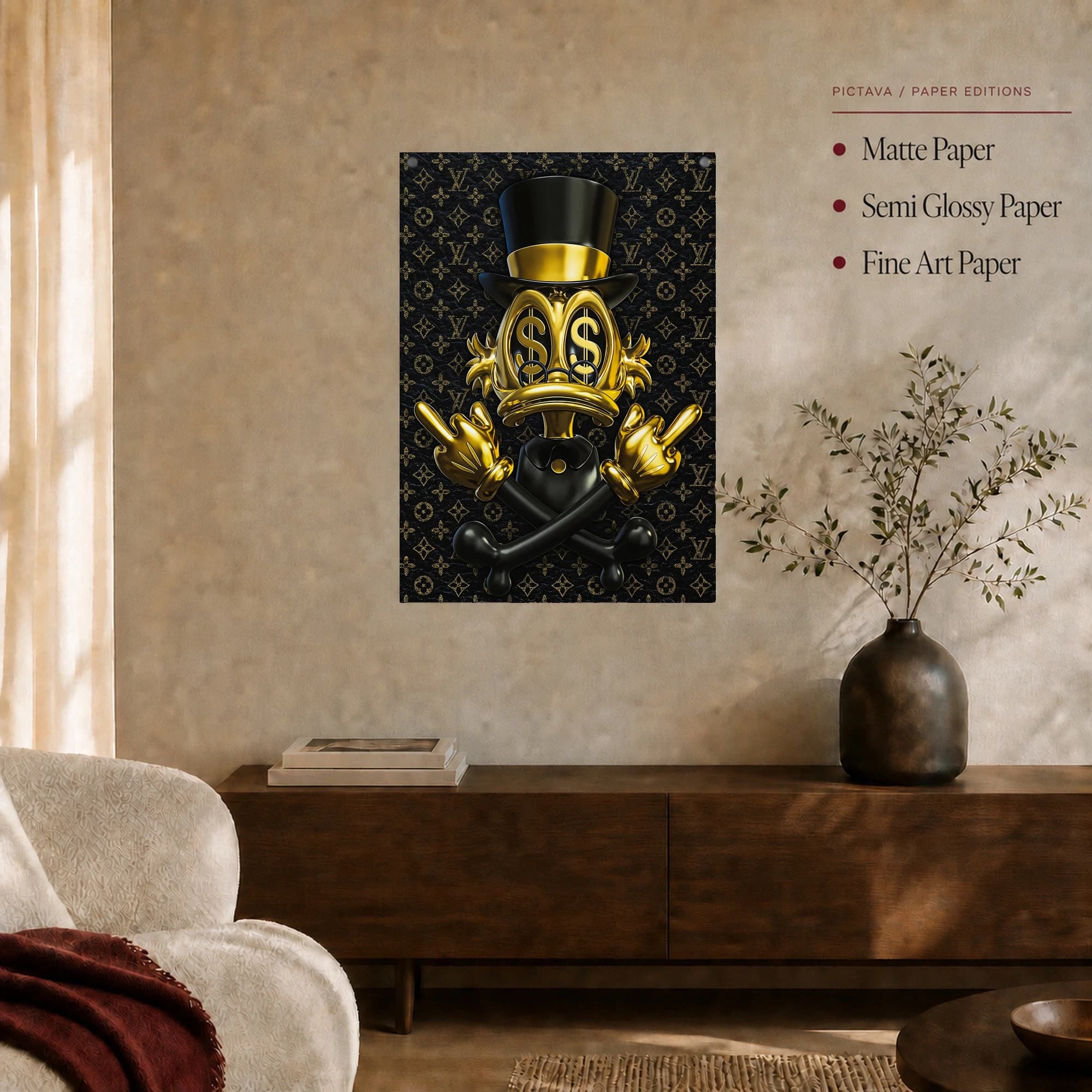 Golden Wealth Duck Pop Art Canvas Print, view 4