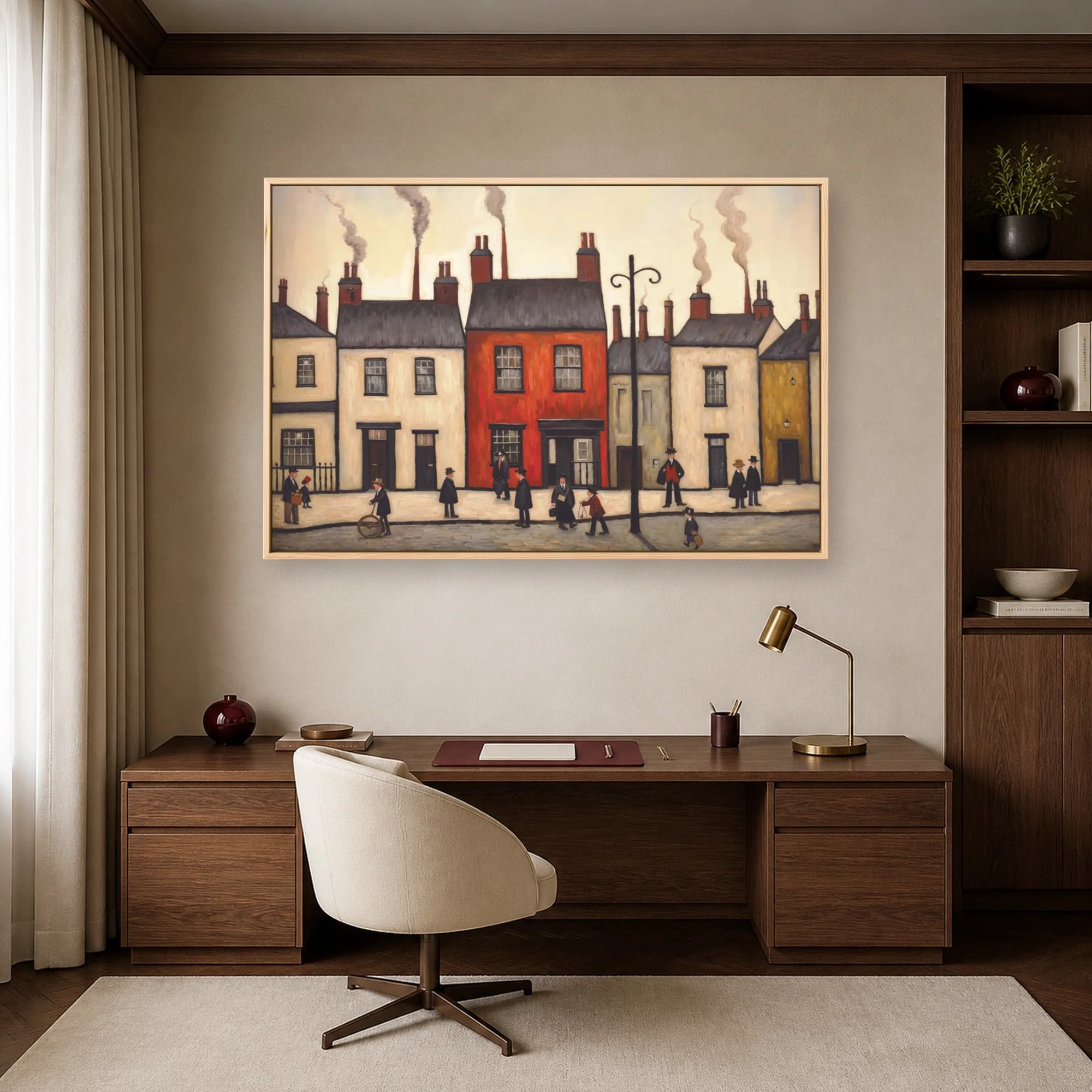Industrial Street Scene with Bowler Hats Art Print, view 5