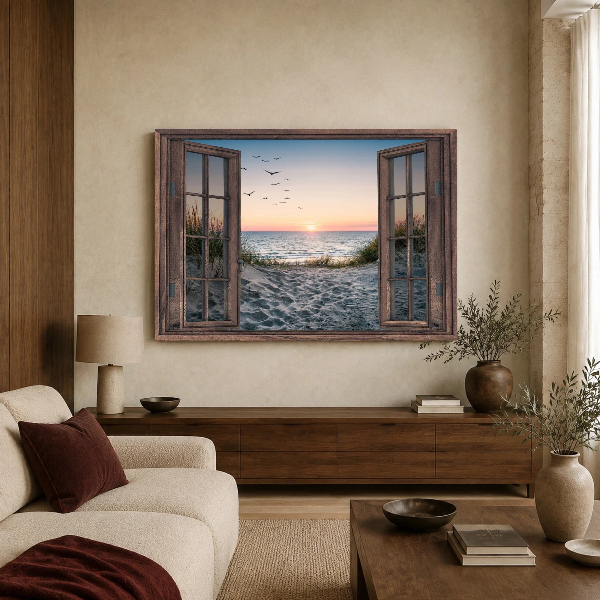 Window to the Ocean Sunset Coastal Wall Art, view 3