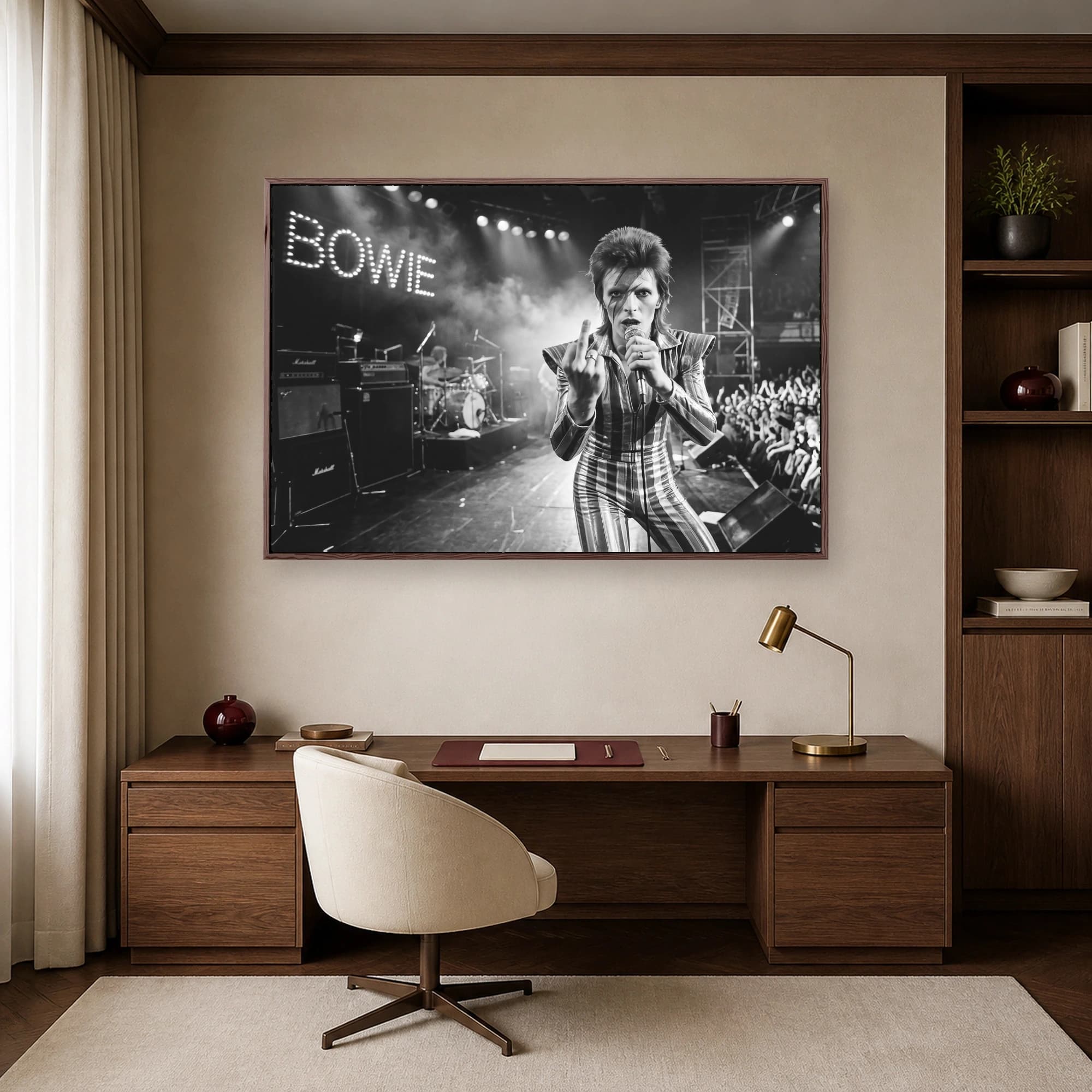 David Bowie Iconic Live Concert Black and White Wall Art, view 7