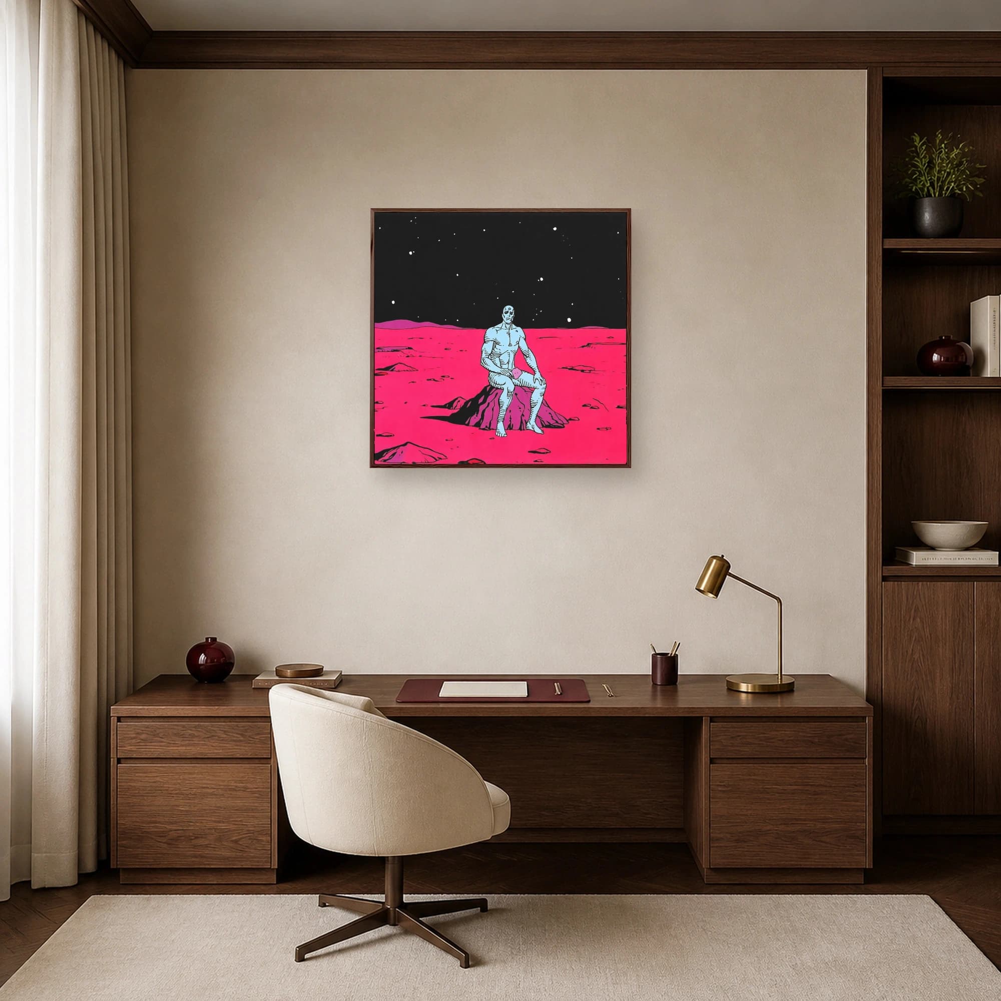 Sci-Fi Blue Man on Martian Landscape Canvas Print, view 7