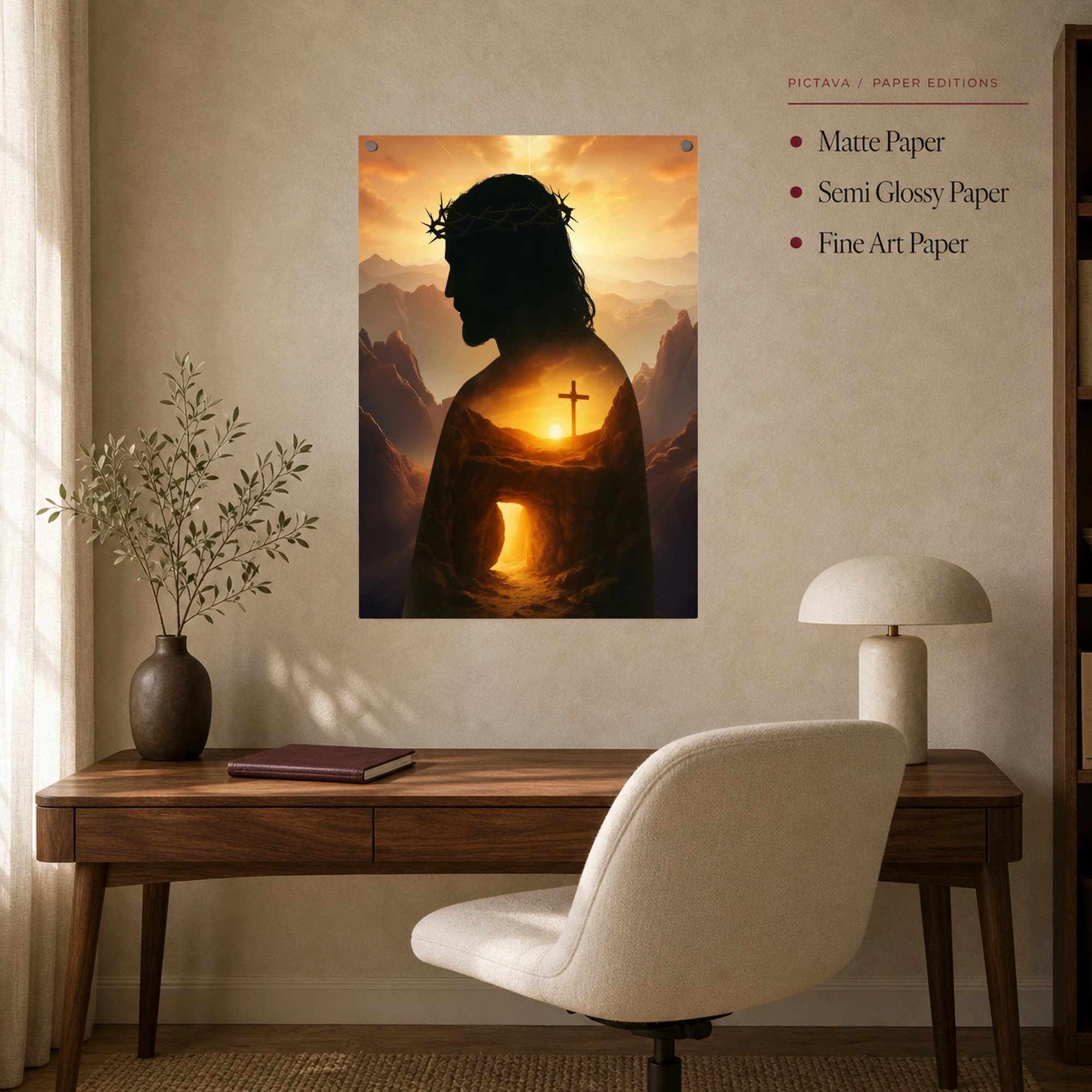The Light of Redemption Jesus Cross Sunrise Canvas Print, view 8
