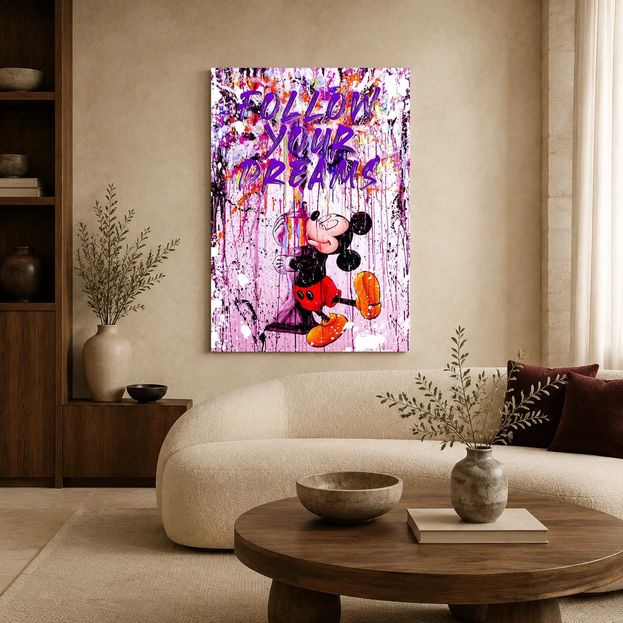 Follow Your Dreams Mickey Mouse Street Art Canvas Print, view 6