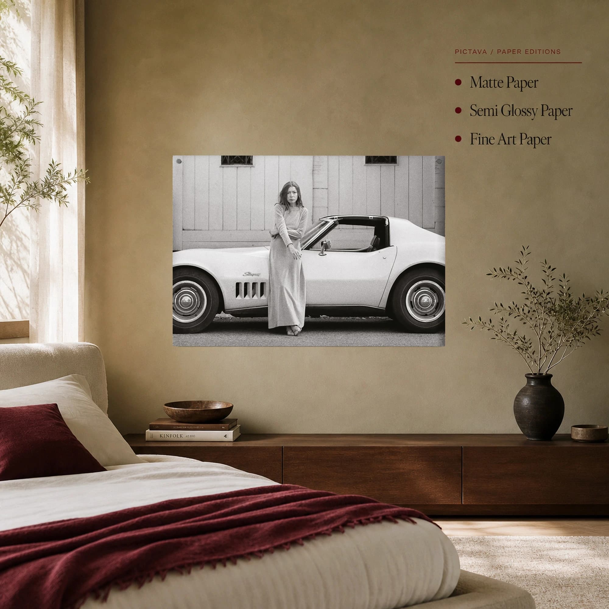 Joan Didion with Corvette Stingray Vintage Photography Print, view 8
