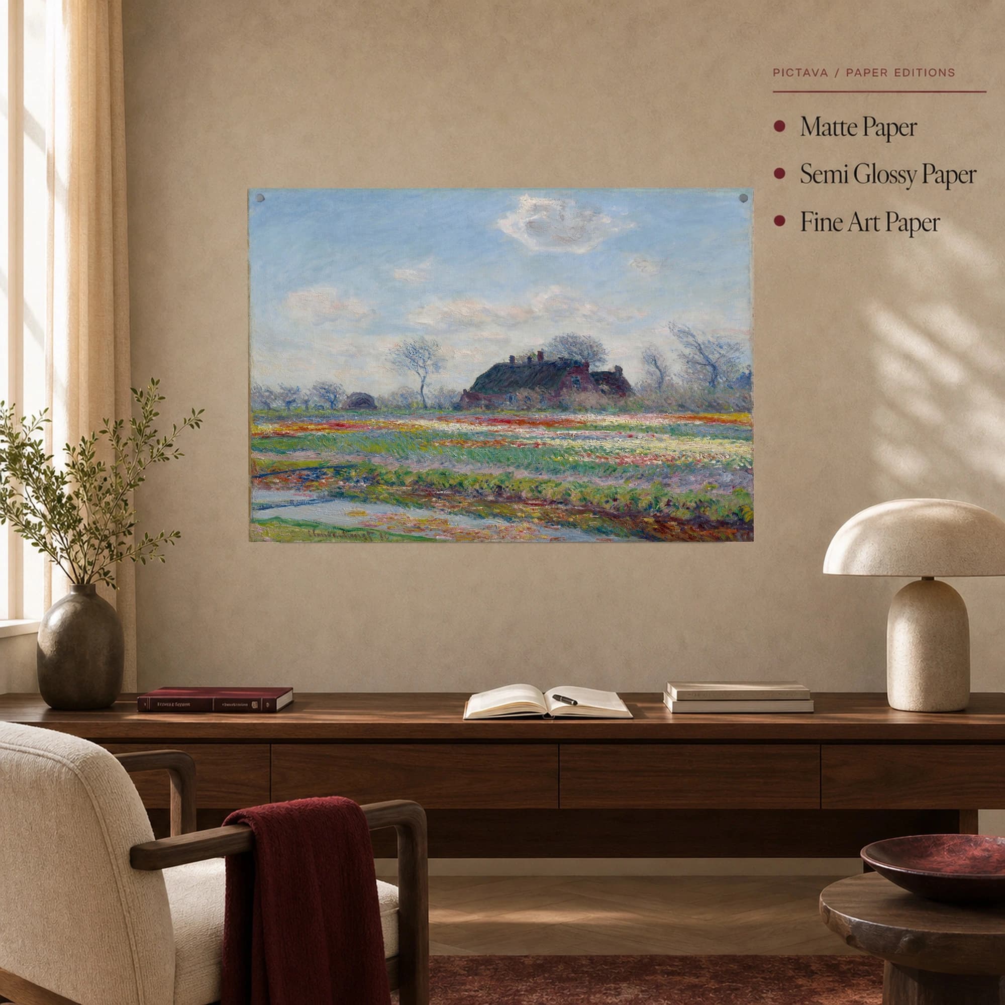 Tulip Fields at Sassenheim Impressionist Landscape Canvas Print, view 5