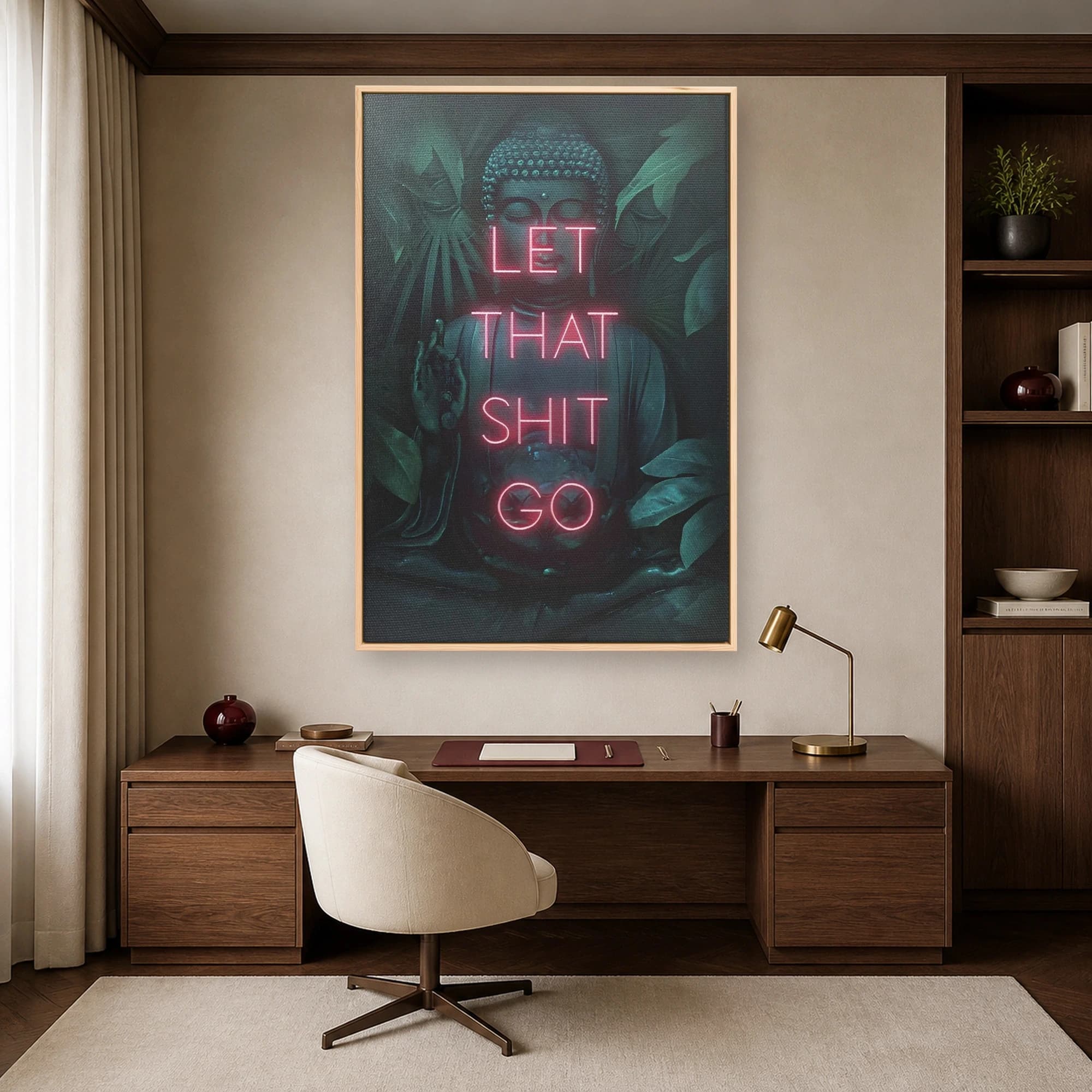 Let That Shit Go Buddha Neon Canvas Wall Art, view 5