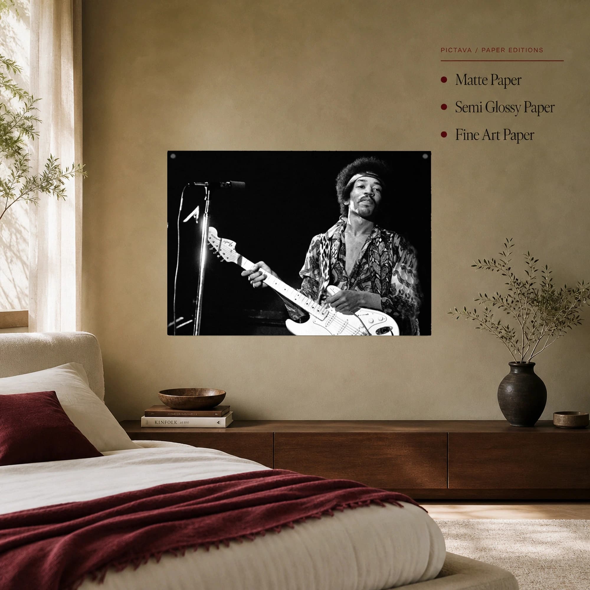 Jimi Hendrix Live Concert Black and White Wall Art, view 6