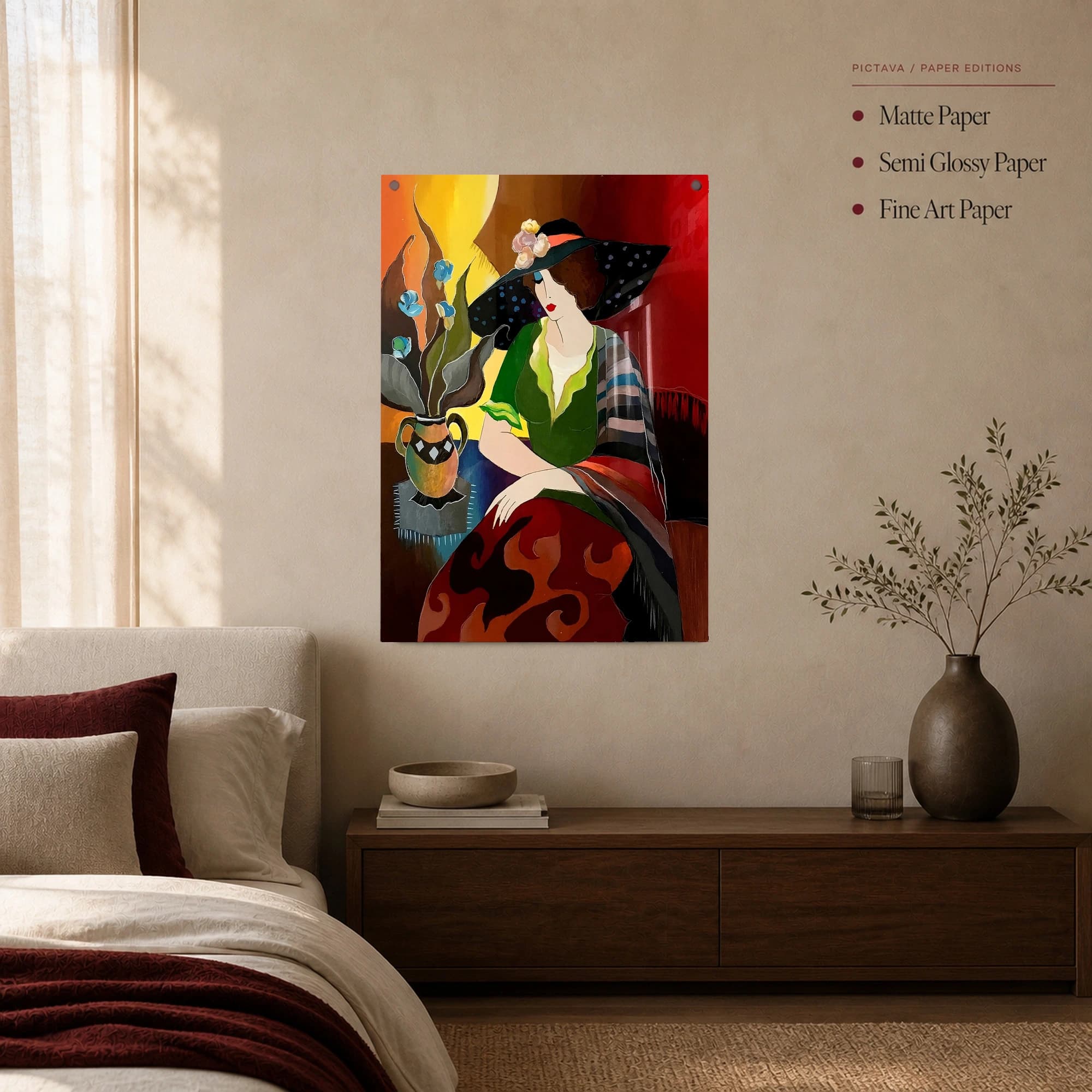 Vintage Woman in Polka Dot Hat Art Print, view 3