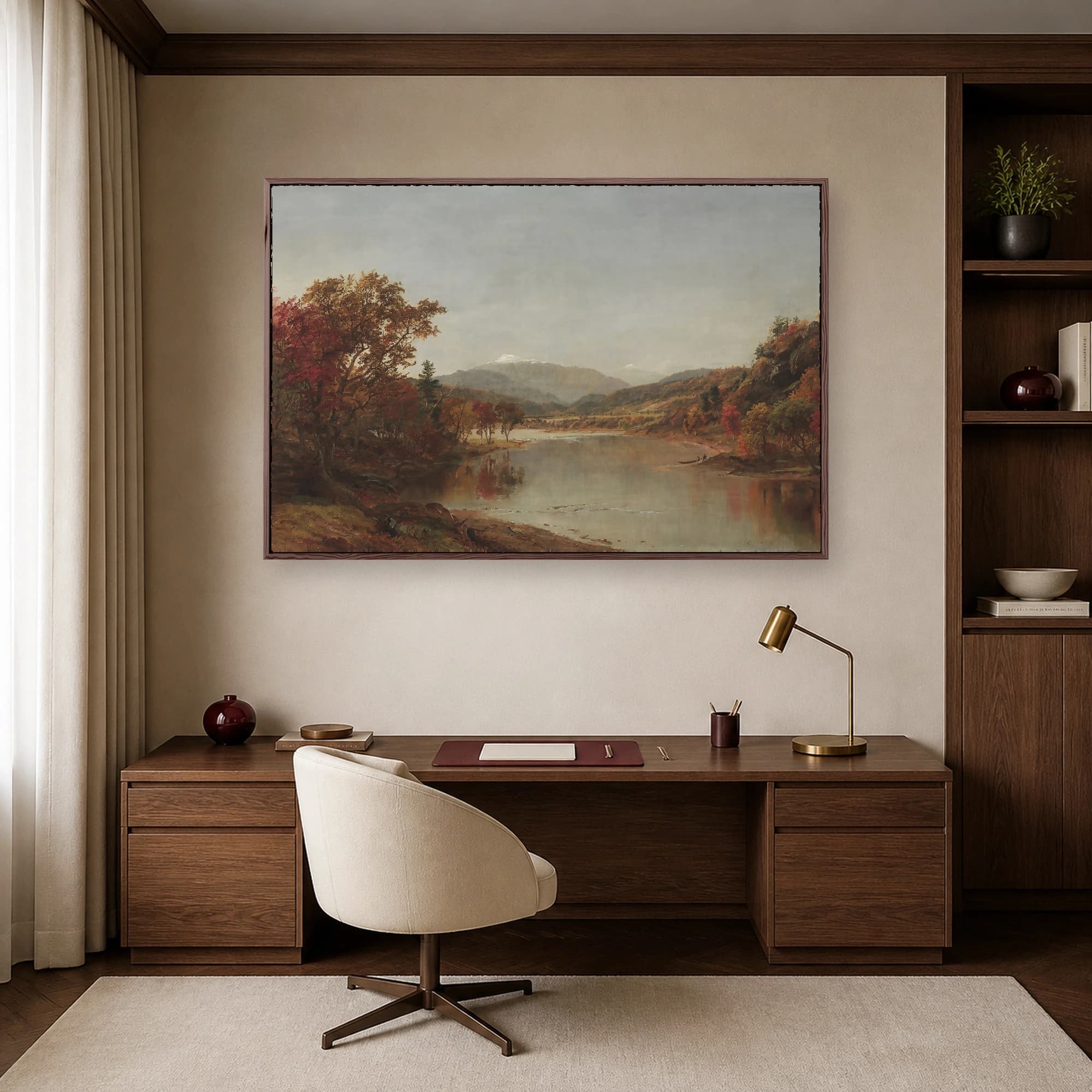 River Landscape with Autumn Foliage Canvas Print, view 6