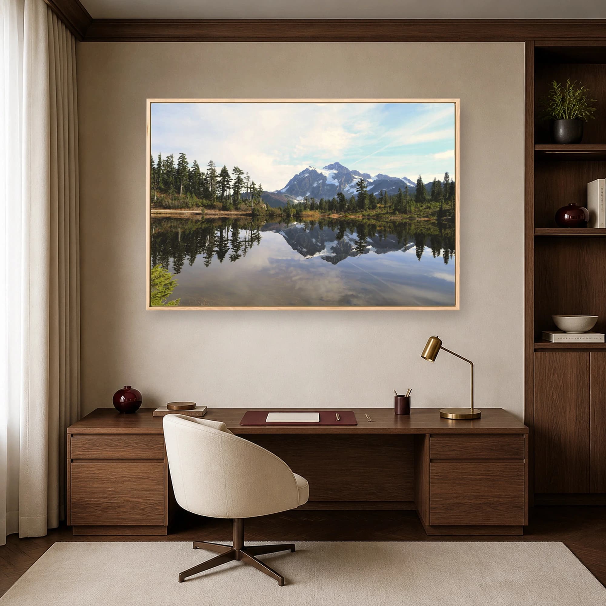 Alpine Mirror Reflection Mountain Landscape Canvas Print, view 6