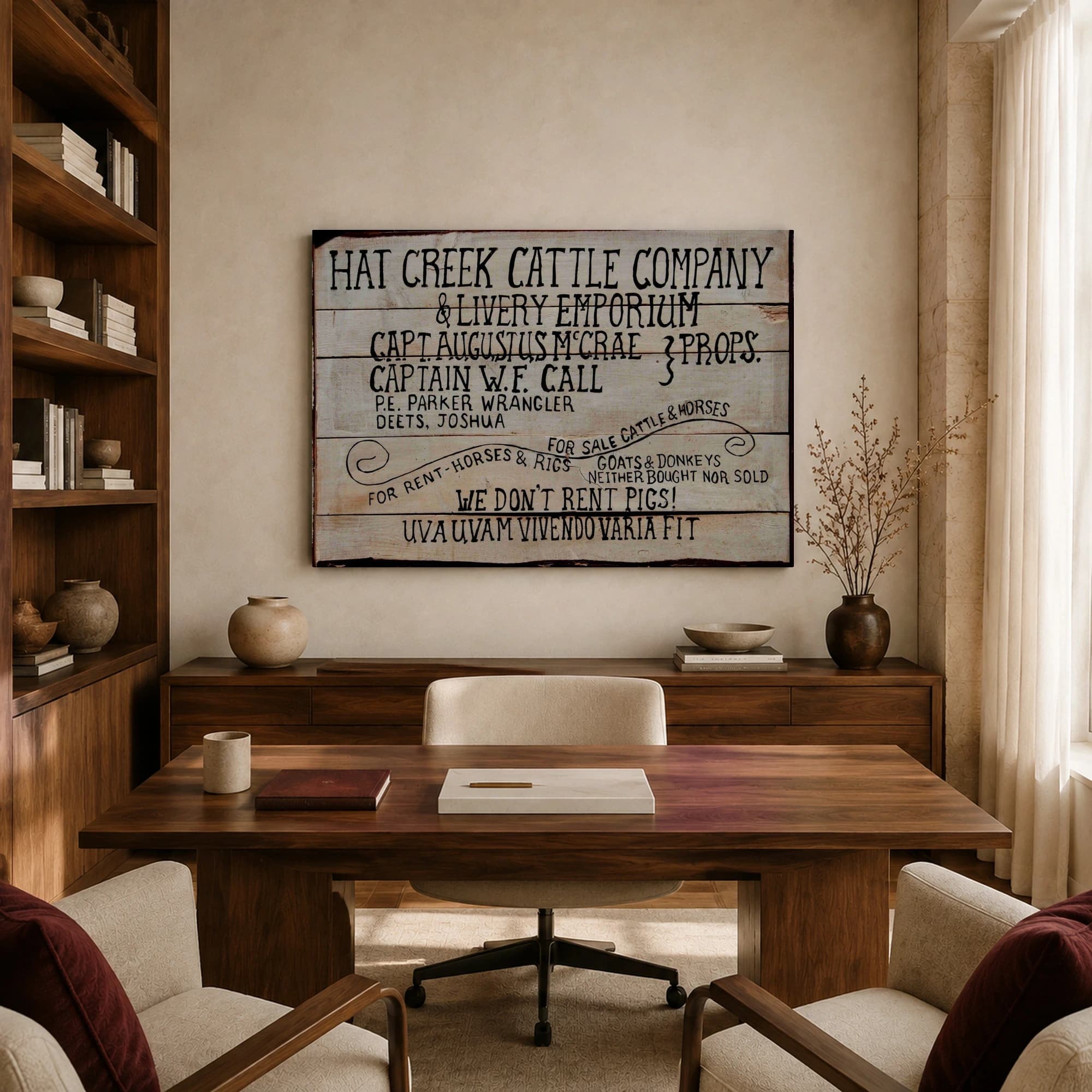 Lonesome Dove Hat Creek Cattle Company Sign Canvas Print, view 8