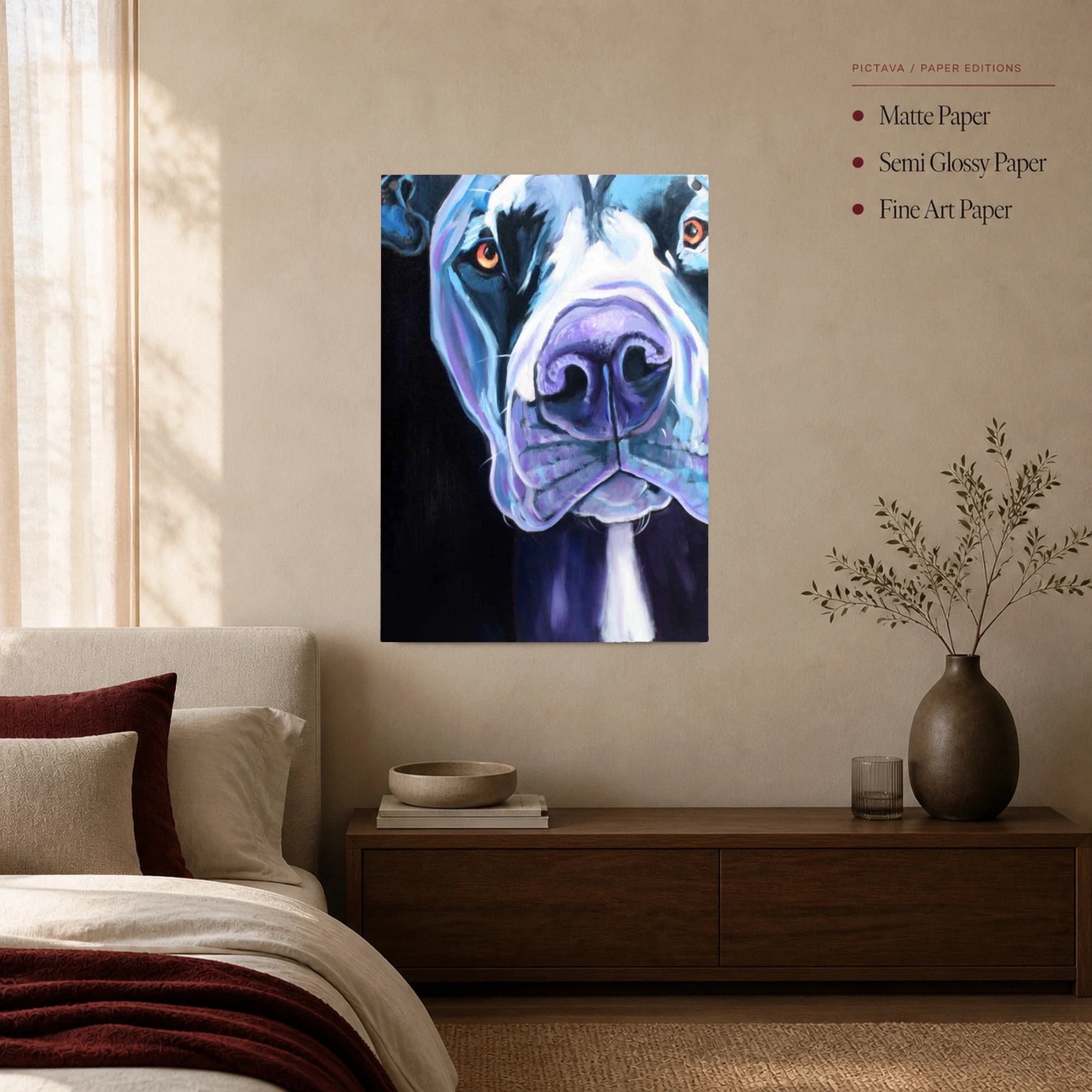 Vibrant Canine Portrait Close-Up Canvas Art, view 3