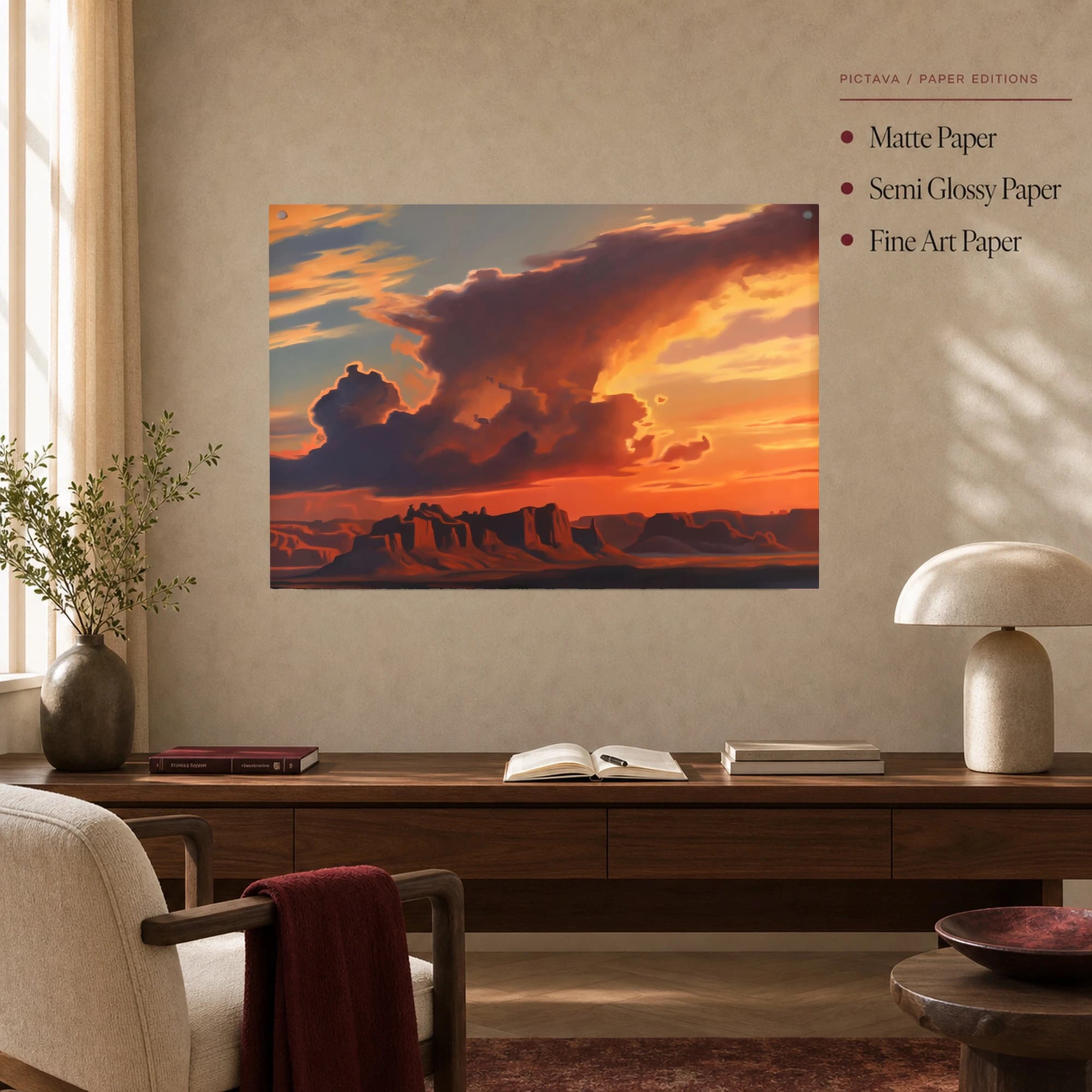Sunset Over Desert Mesas Canvas Wall Art, view 4