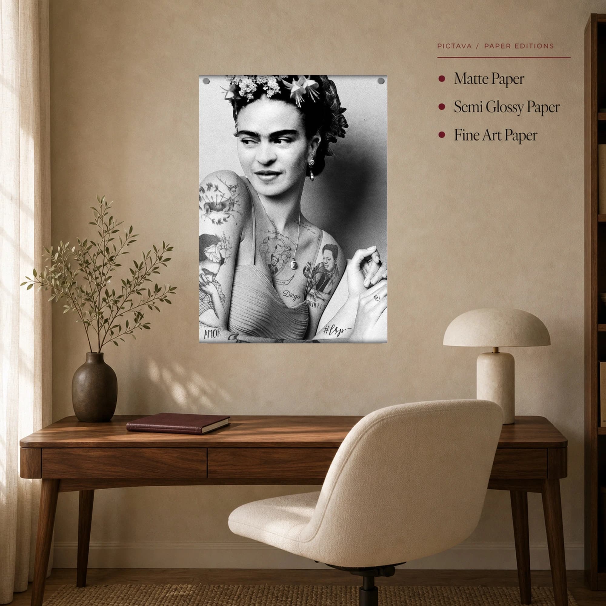 Frida Kahlo Vintage Portrait Canvas Print, view 7