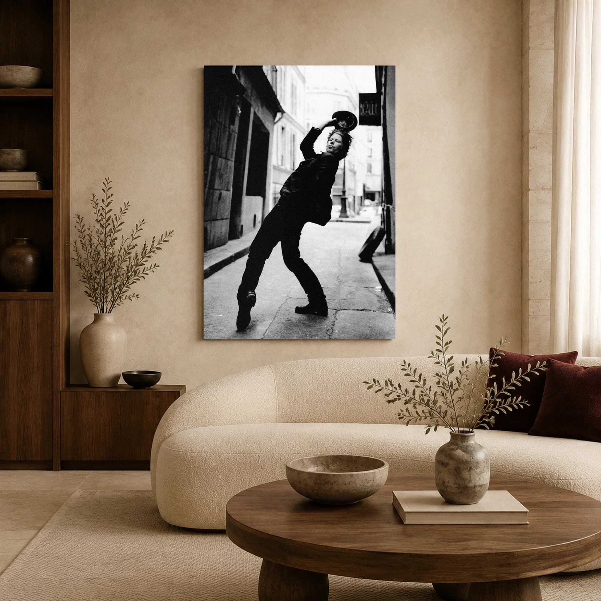 Tom Waits Iconic Alleyway Lean Black and White Music Photography Print, view 4