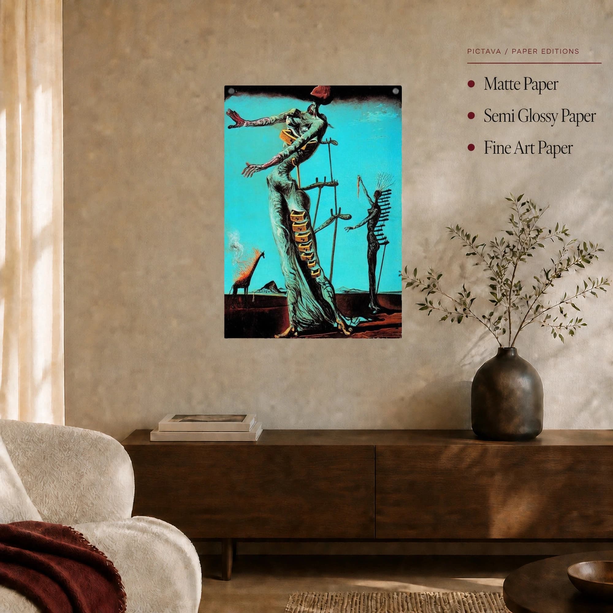 The Burning Giraffe by Salvador Dali Surrealist Art Print, view 4