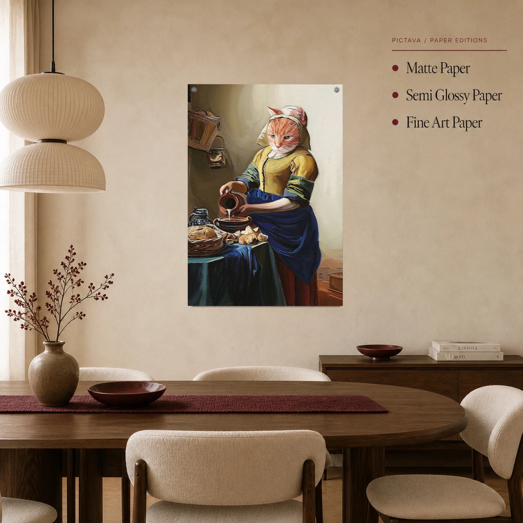 The Milkmaid Cat Funny Classical Art Print, view 3
