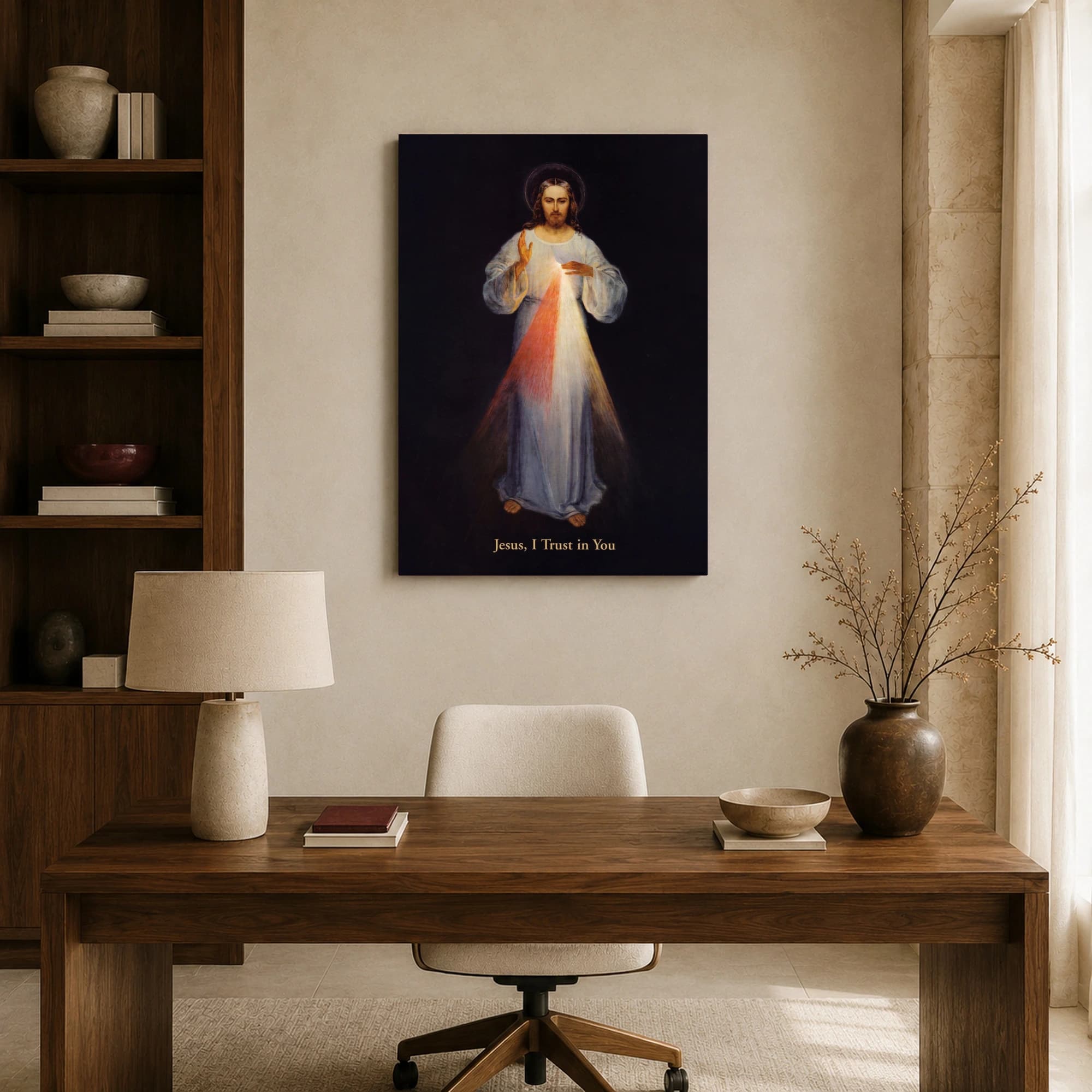 Divine Mercy Jesus Wall Art with Sacred Rays and Blessing, view 8