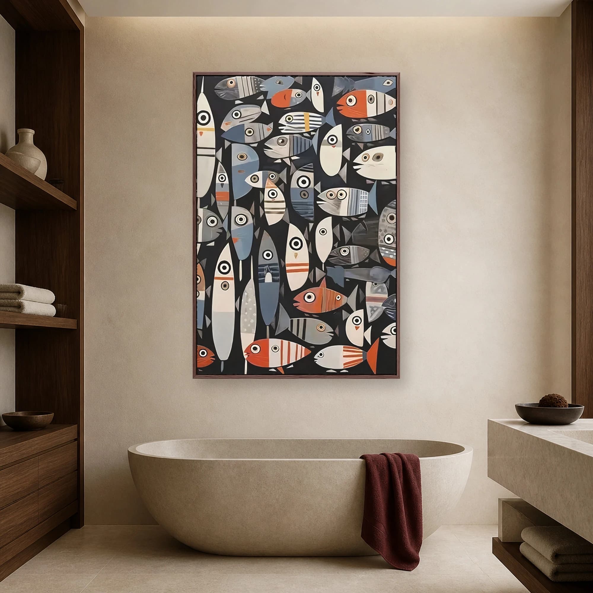 School of Stylized Fish Modern Abstract Wall Art, view 3