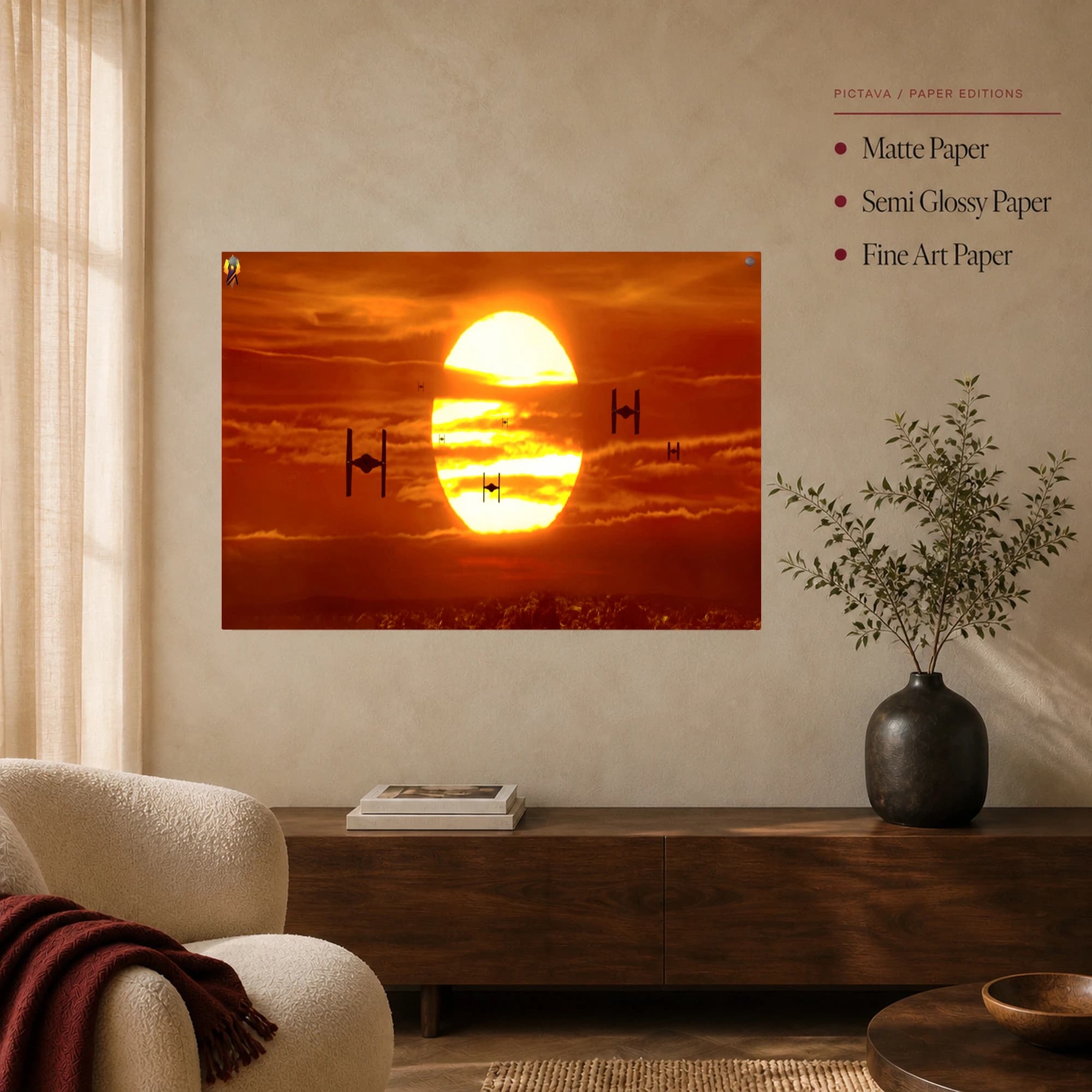 TIE Fighter Sunset Sci-Fi Wall Art, view 4