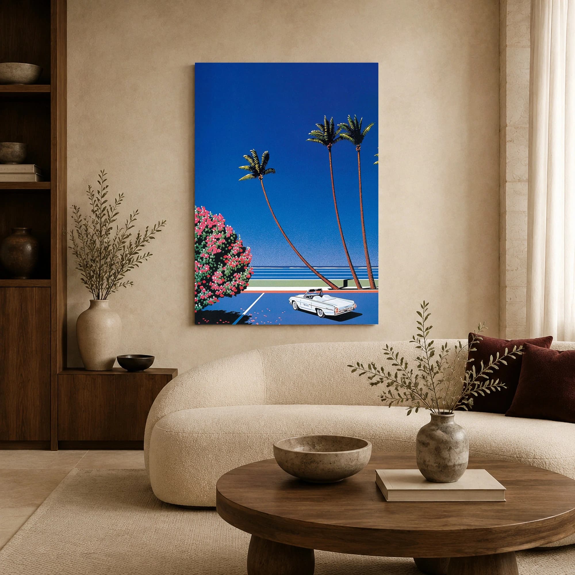 Retro Coastal Boulevard City Pop Canvas Art Print, view 6