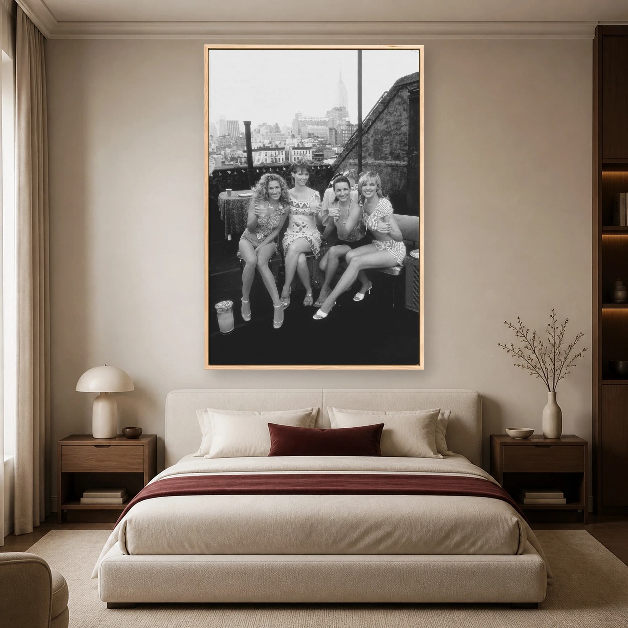 Sex and the City Rooftop Toast Black and White Art Print, view 5