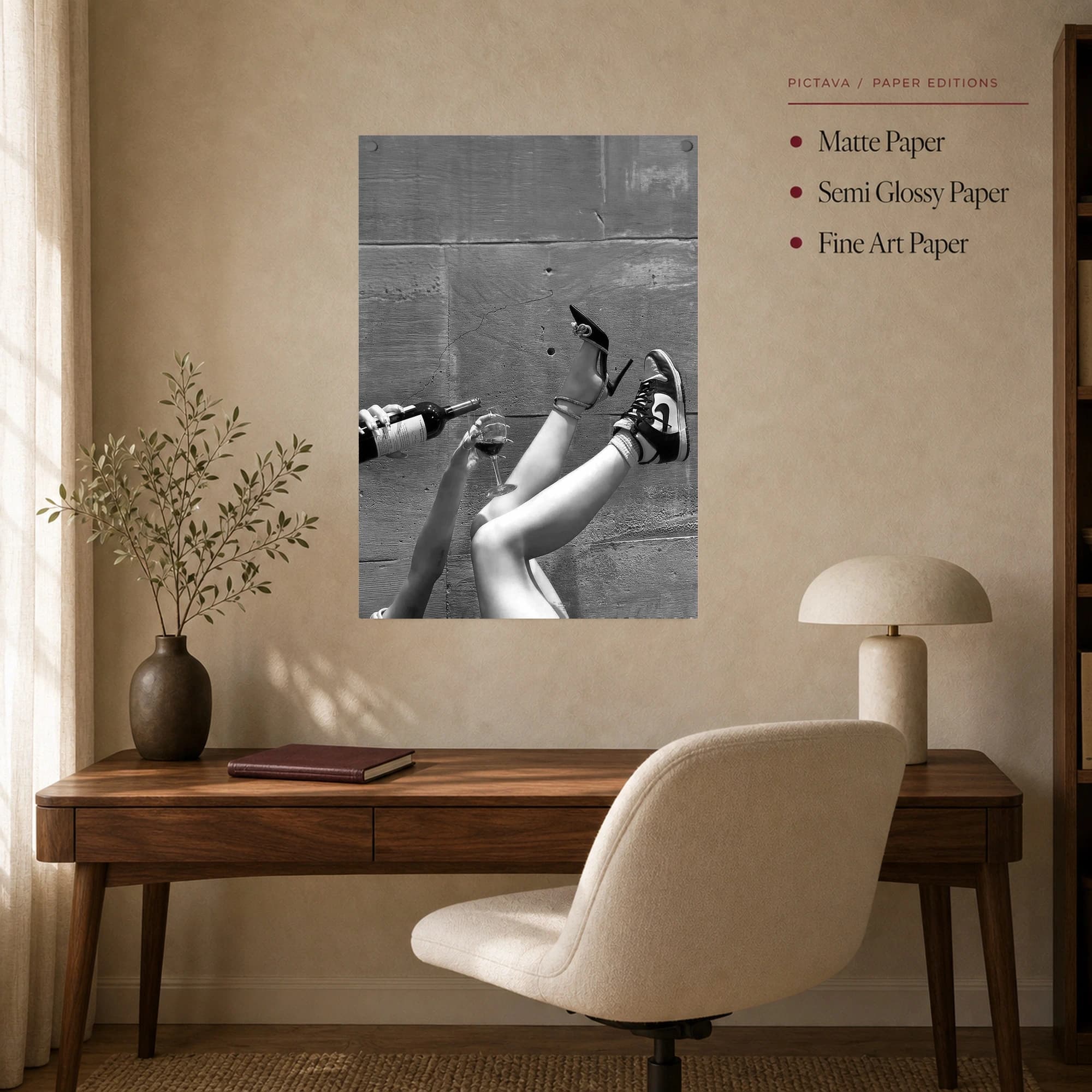 Duality of Style Stiletto and Sneaker Black and White Wall Art, view 8
