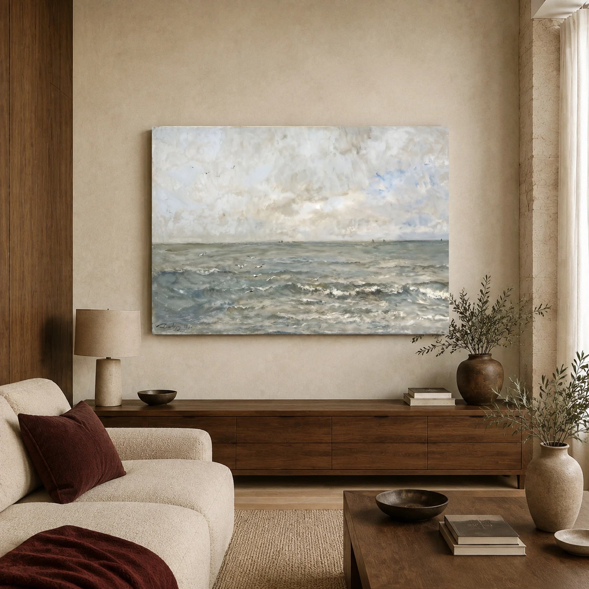The Sea with Gulls Canvas Print by Charles-François Daubigny, view 2