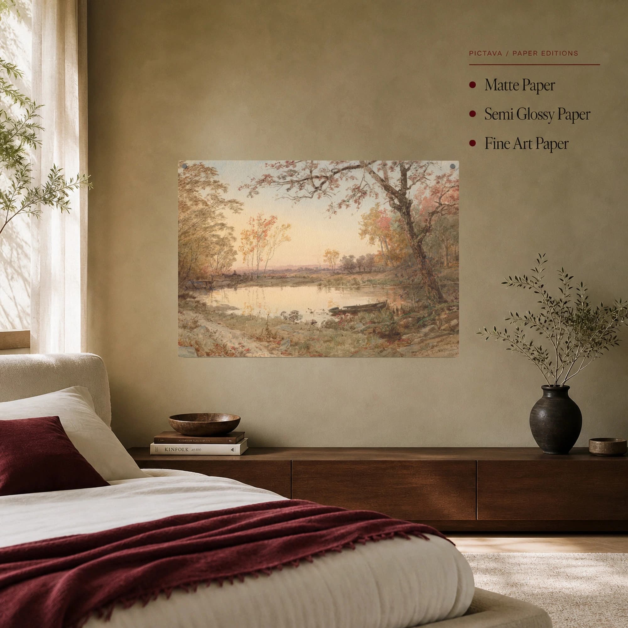 Vintage Autumn Landscape Watercolor Print, view 7
