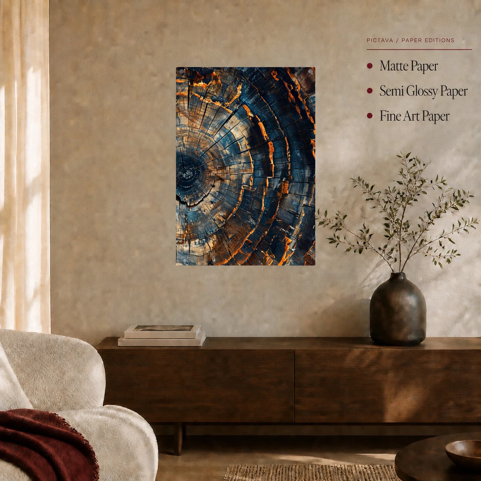 Charred Timber Rings Abstract Wall Art, view 5