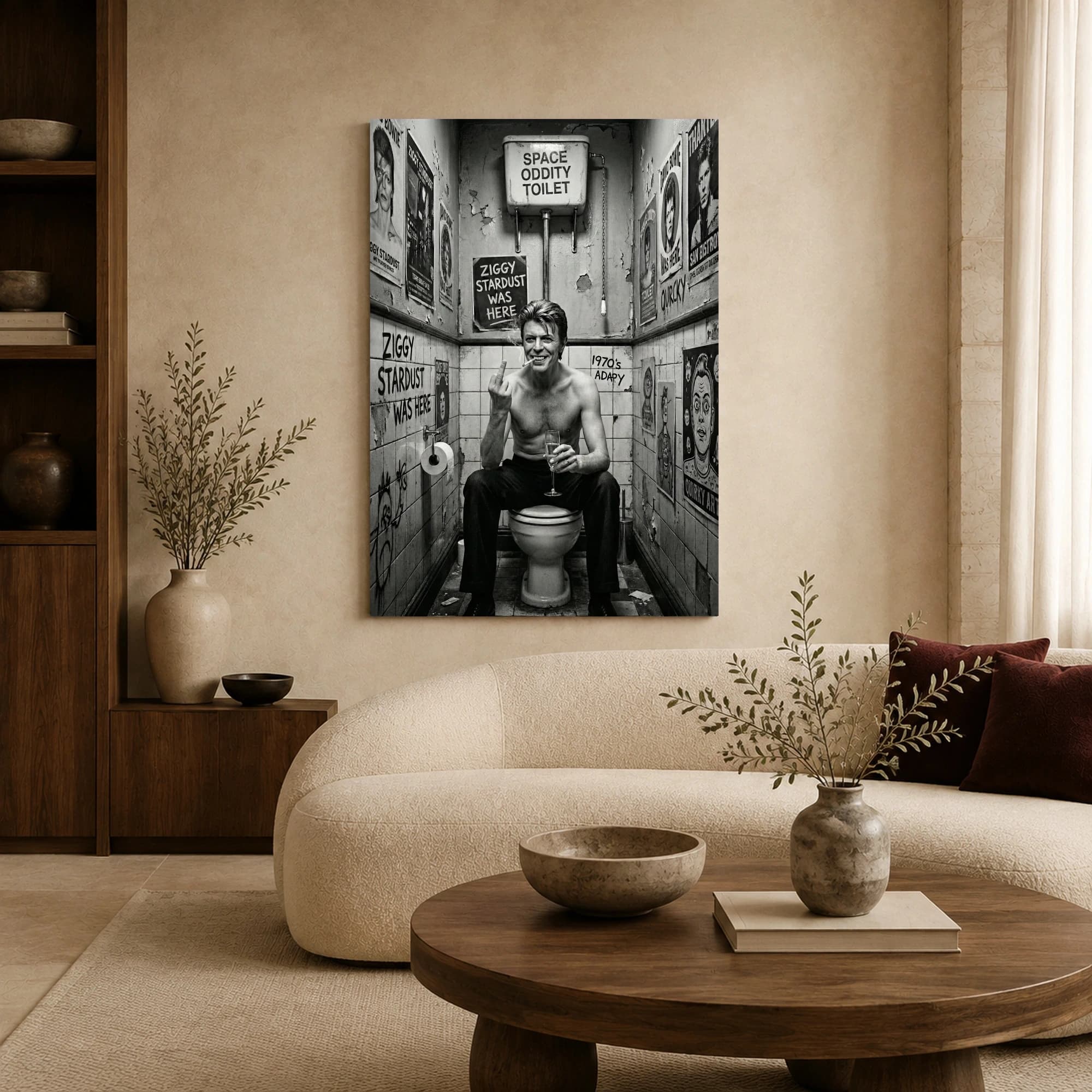 Ziggy Stardust Bathroom Toilet Parody Canvas Art, view 5