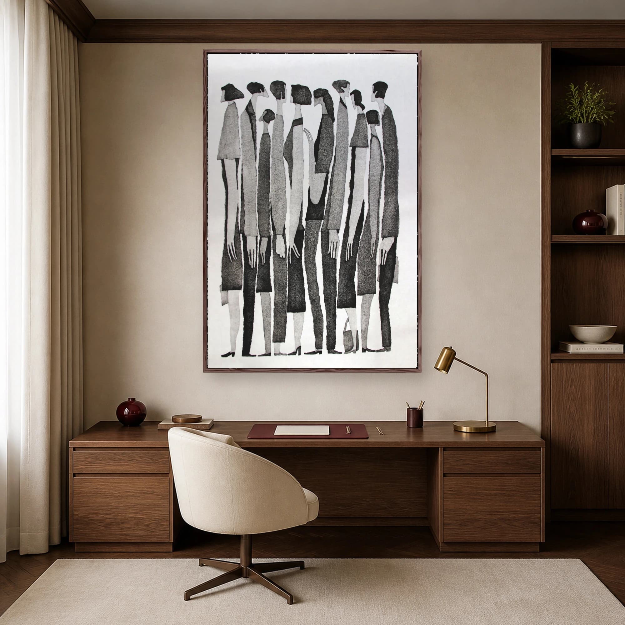 Minimalist Crowd Lineup Monochrome Wall Art Print, view 6
