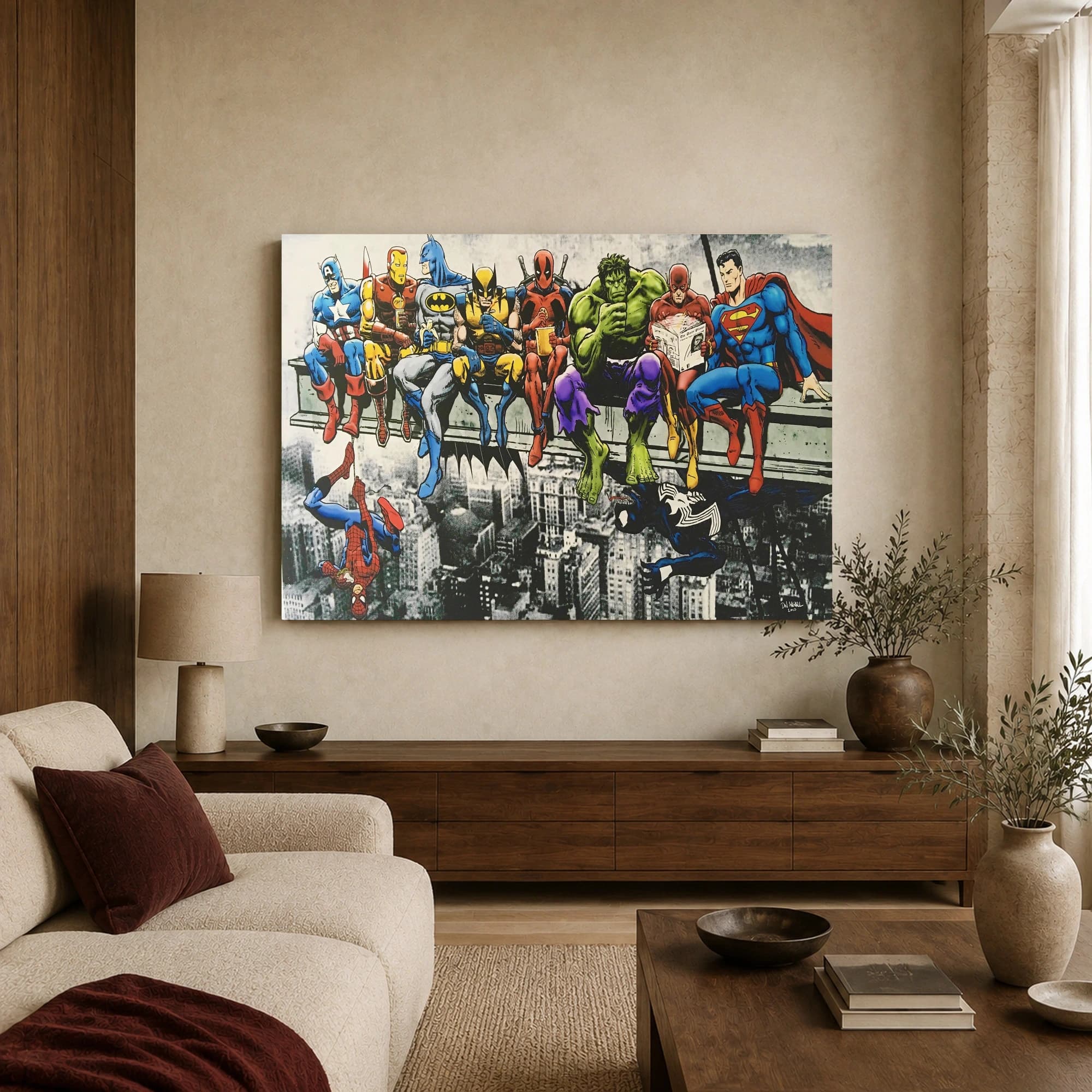 Superhero Lunch Parody Canvas Art Print, view 3