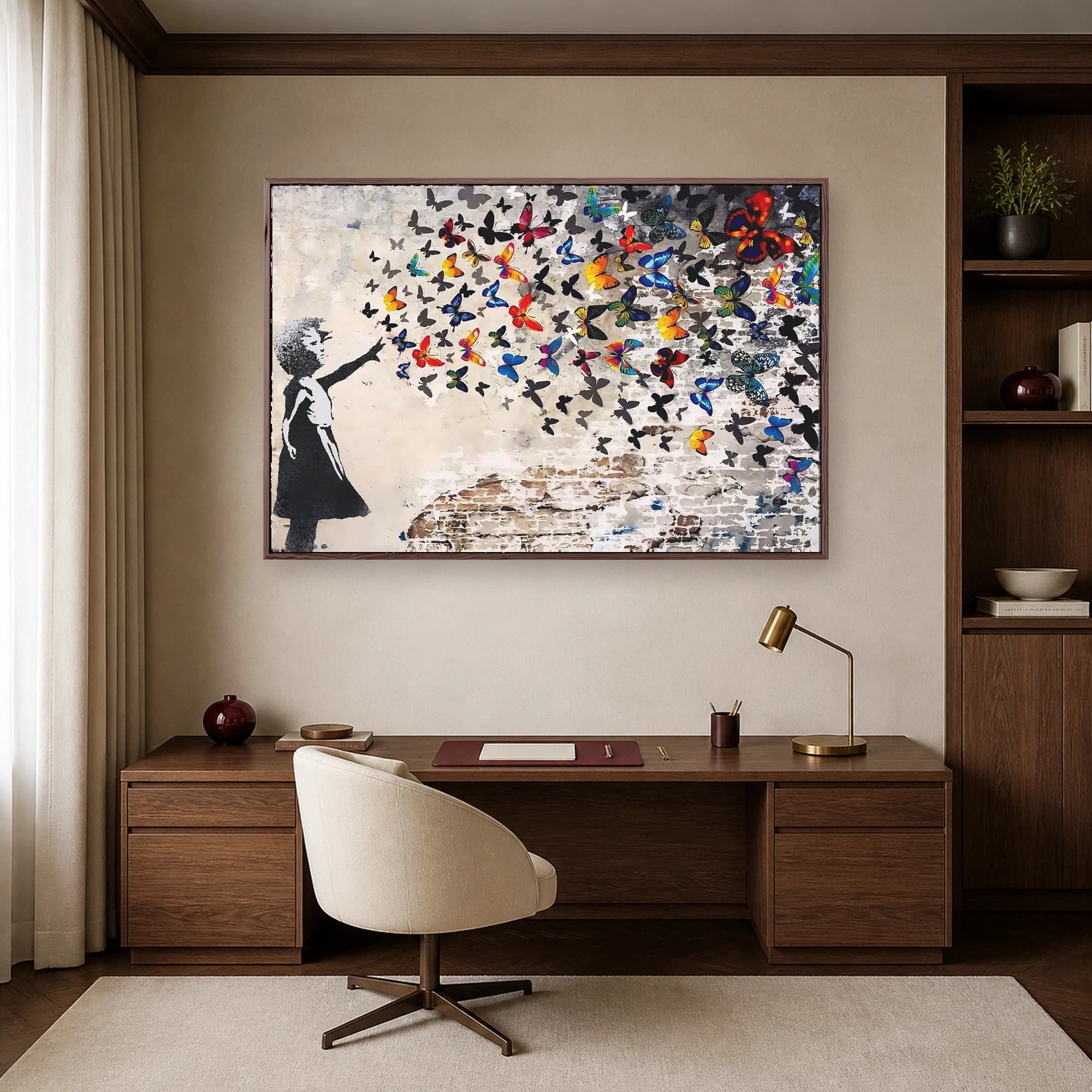 Girl with Butterflies Street Art Canvas Print, view 6